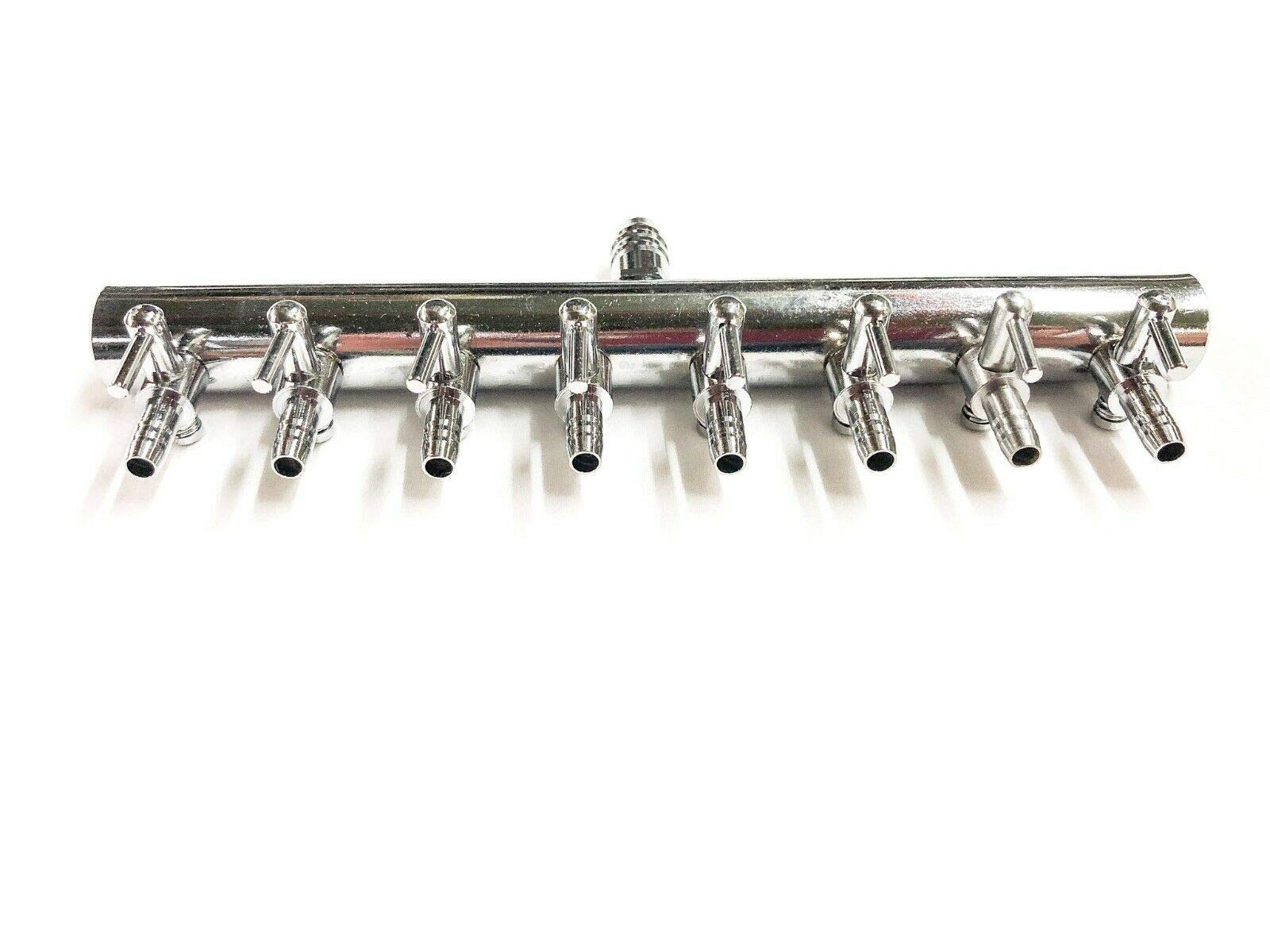 8 Outlet Air Pump Adjustable Metal Divider Air Splitter W/Shut Off Valves