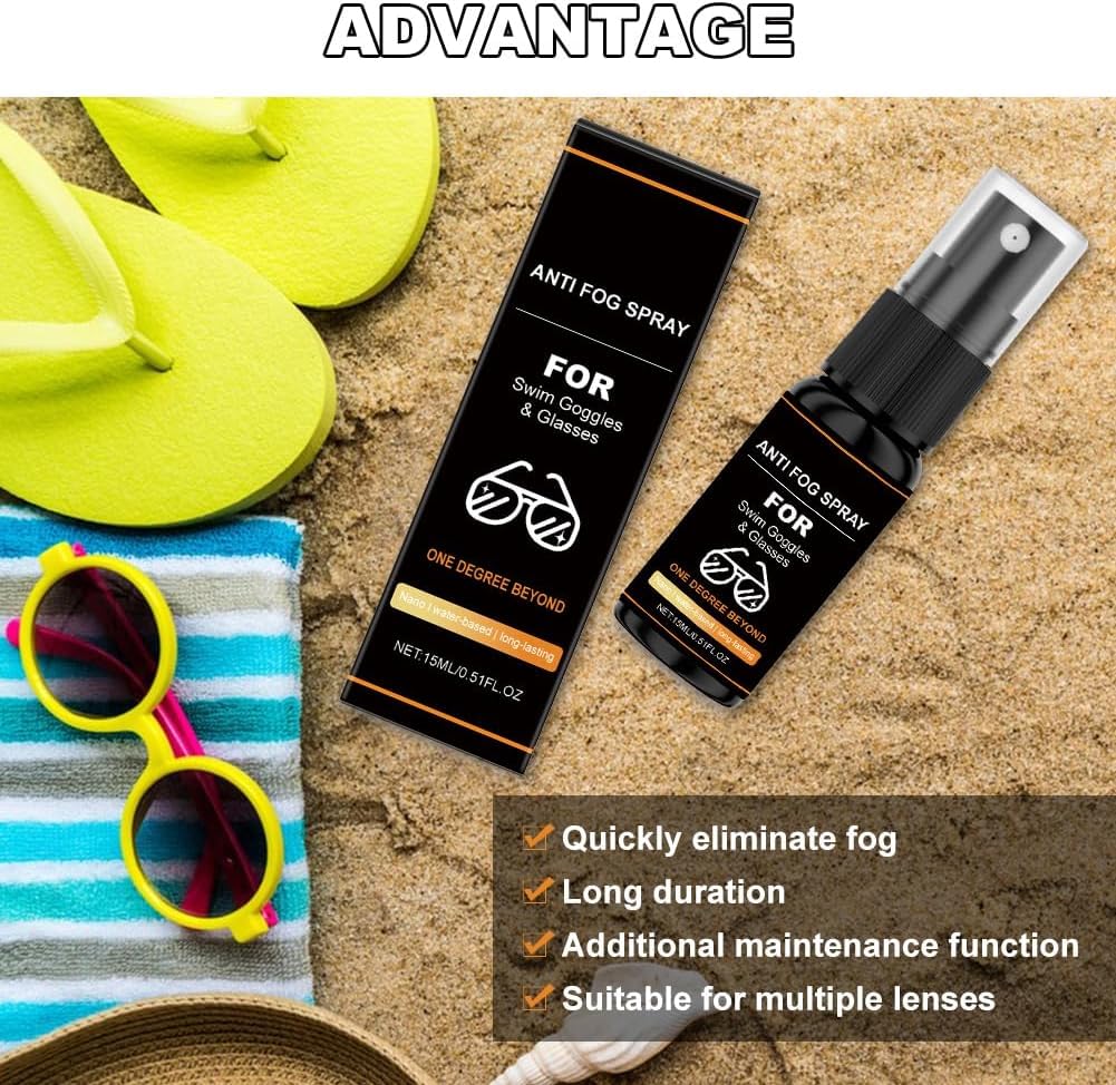 Spray Antiappannante Occhialini,15ml Anti Fog Spray,Spray Anti-Appannamento per Occhiali,per Maschere Sub e Occhialini Nuoto
