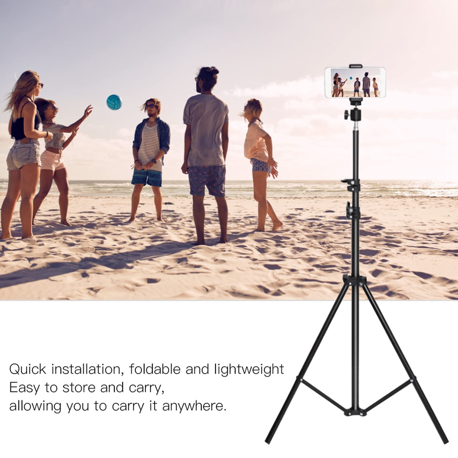 Treppiede per Fotocamera Treppiede Video Fotografico 200 Cm Allungabile Rotazione a 360 Gradi Supporto Pieghevole Regolabile in Lega di Alluminio con Supporto per