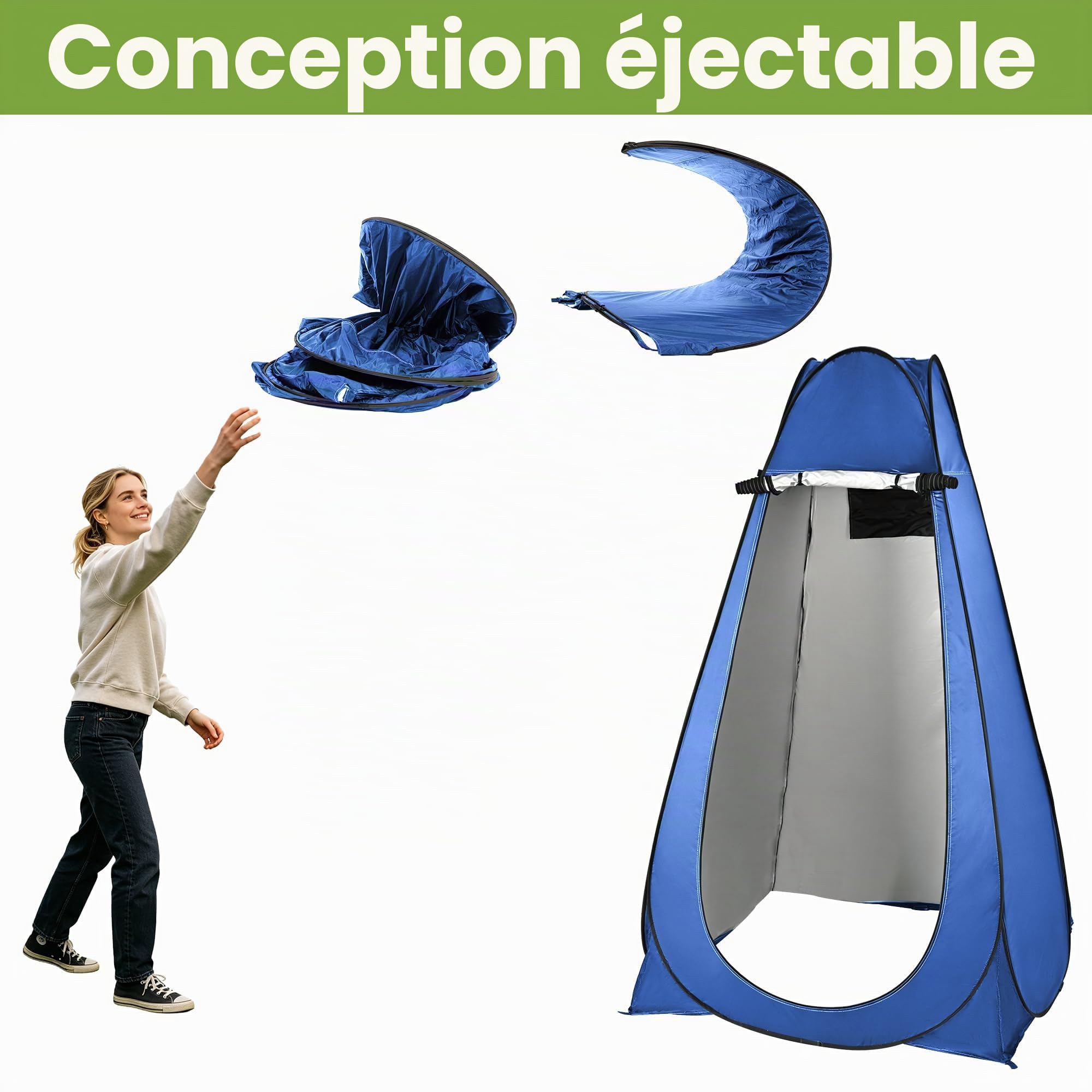 ROPODA Tente de Douche Pop Up, Tente de Douche Camping avec Sac de Transport, Automatique Instantanée Cabinet de Changement, Imperméable, Anti-UV,pour Le Camping,Plage, Pique-Nique,Pêche