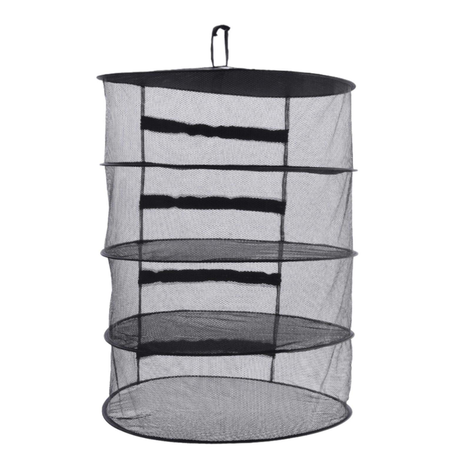 4 Layers Outdoor Herb Drying Rack Net Foldable Mesh Hanging Dryer Black