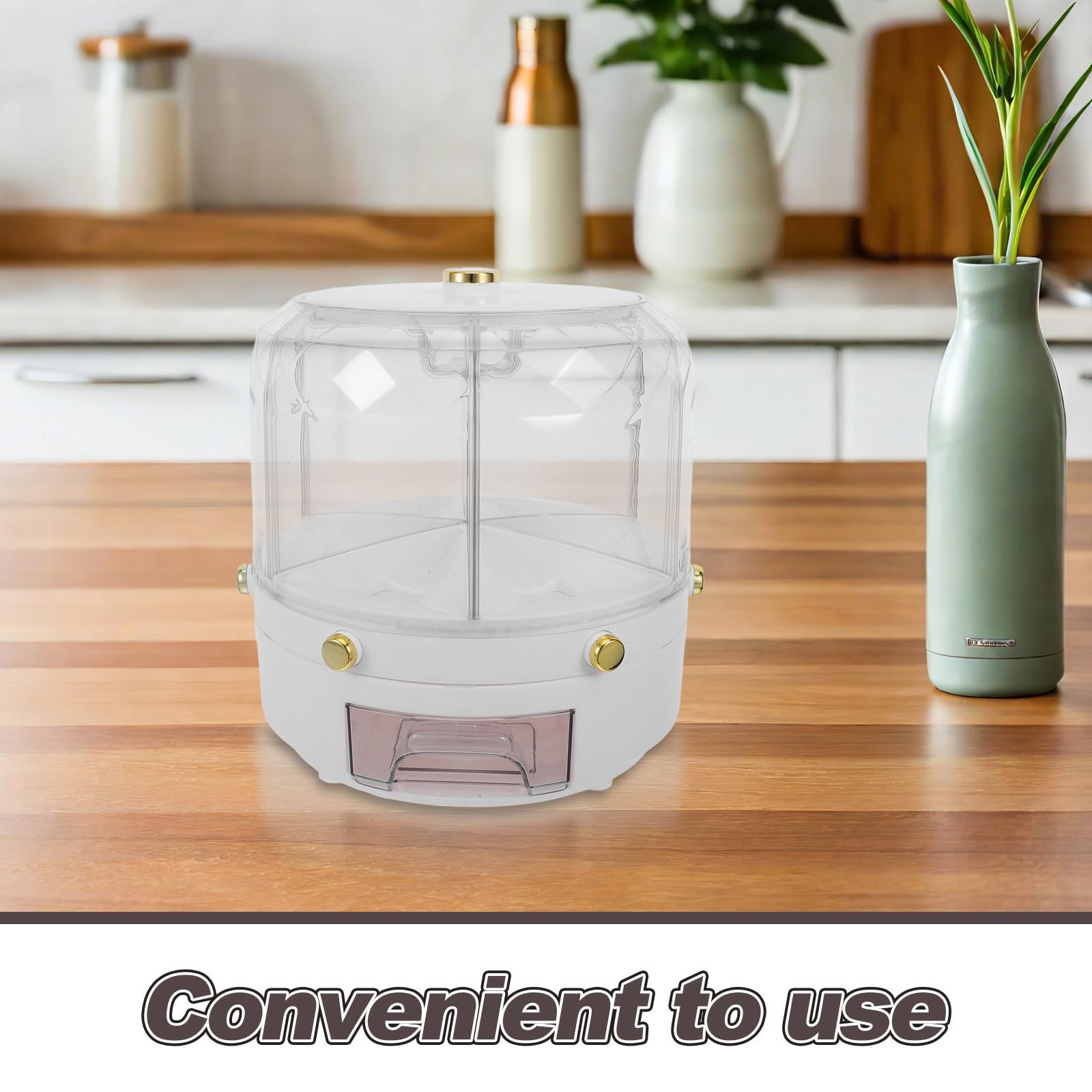 Distributeur Rotatif Alimentaire à 6 Compartiments 6kg en Pp Pet Cuisine et Comptoir, Rangement Facile pour Riz et Céréales Design Multifonction