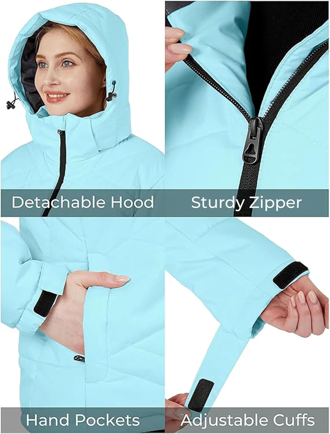 Skieer Women's Waterproof Ski Jacket Warm Snow Winter Coat Mountain Windproof Hooded Raincoat - Image 6