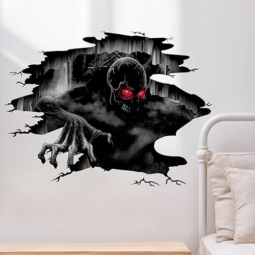 Miniatura 7 de Calcomanías de pared 3D de Halloween, calcomanías de suelo de Halloween, calcomanías de pared aterradoras para dormitorio, calcomanías de PVC
