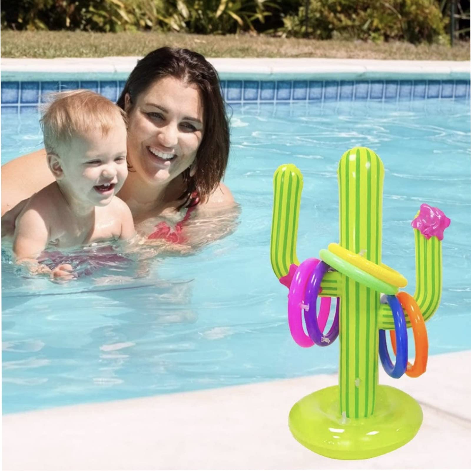 10PCS Piscine Gonflable Jouets, Toss Game Ring, d’Anneau de Cactus Gonflable, Jeux Piscine Exterieur Enfant Adulte Mexican Fiesta Party Anniversaire