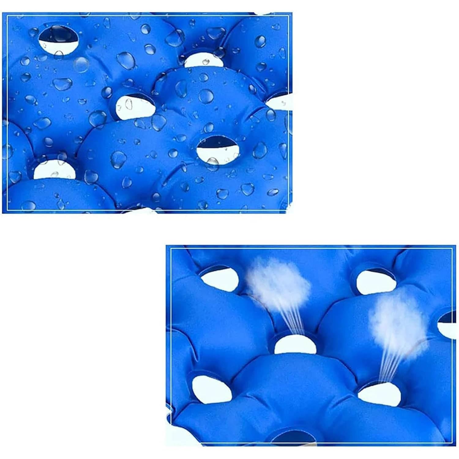 COYEUX Cuscino Anti-decubito, Cuscino Gonfiabile con 55 Fori, Materasso Gonfiabile reclinabile, Portata 75 kg, con Pompa ad Aria, per Sedia a rotelle, Sollievo dal Dolore al coccige, Ufficio, Auto