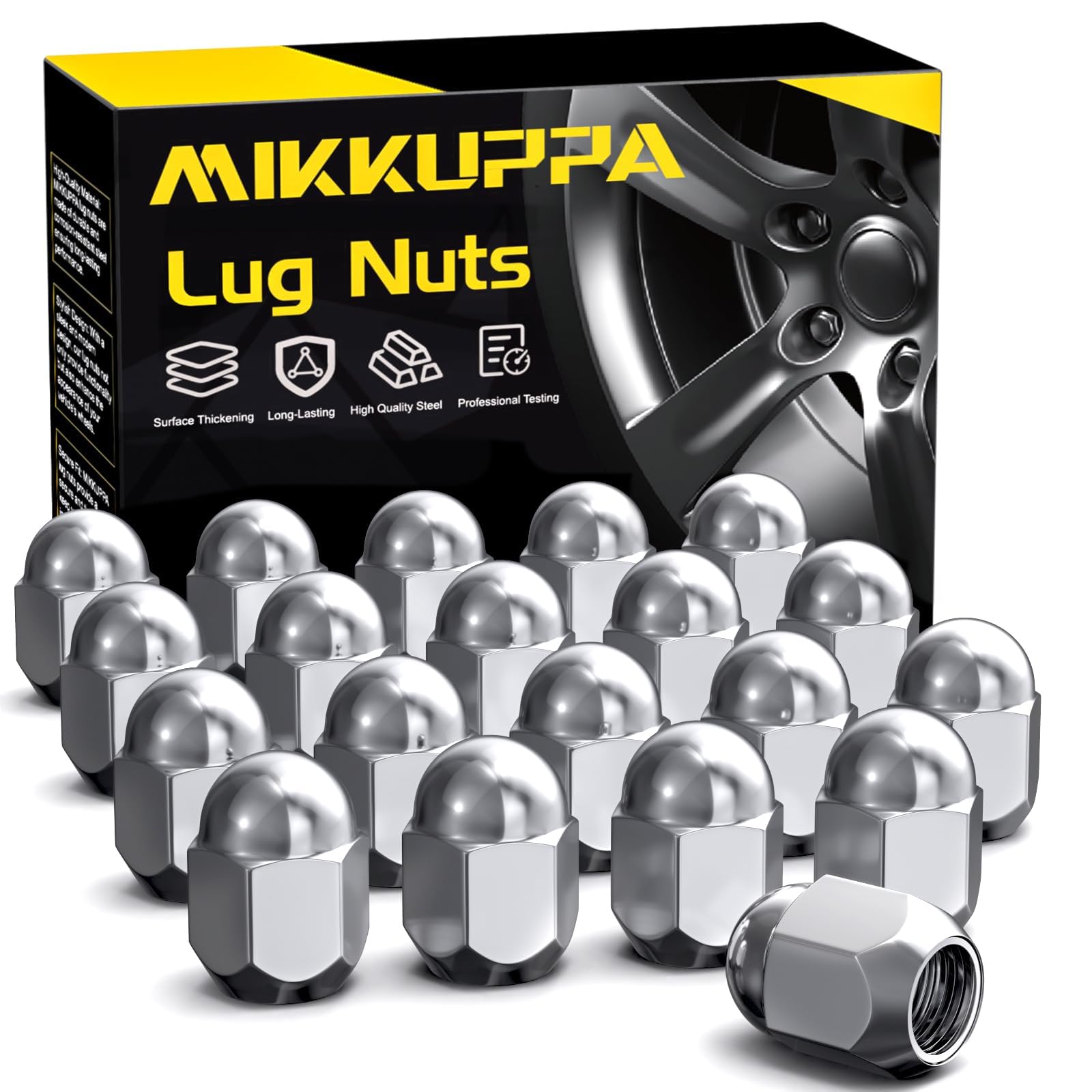 View 1 of ***STOCK PHOTO FOR REFERENCE ONLY***20PCS M12x1.25 Lug Nuts - 3/4" Hex Chrome OEM Factory Style Acorn Conical Seat Dome Top 0.95" Tall Lug Nuts Replacement