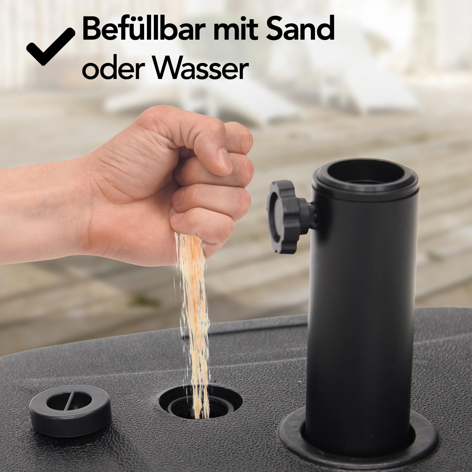 Brixy Stabiler Parasolvoet zum Befüllen bis 40 kg, Kompakter Schirmständer aus wetterfestem Kunststoff, Anthrazit