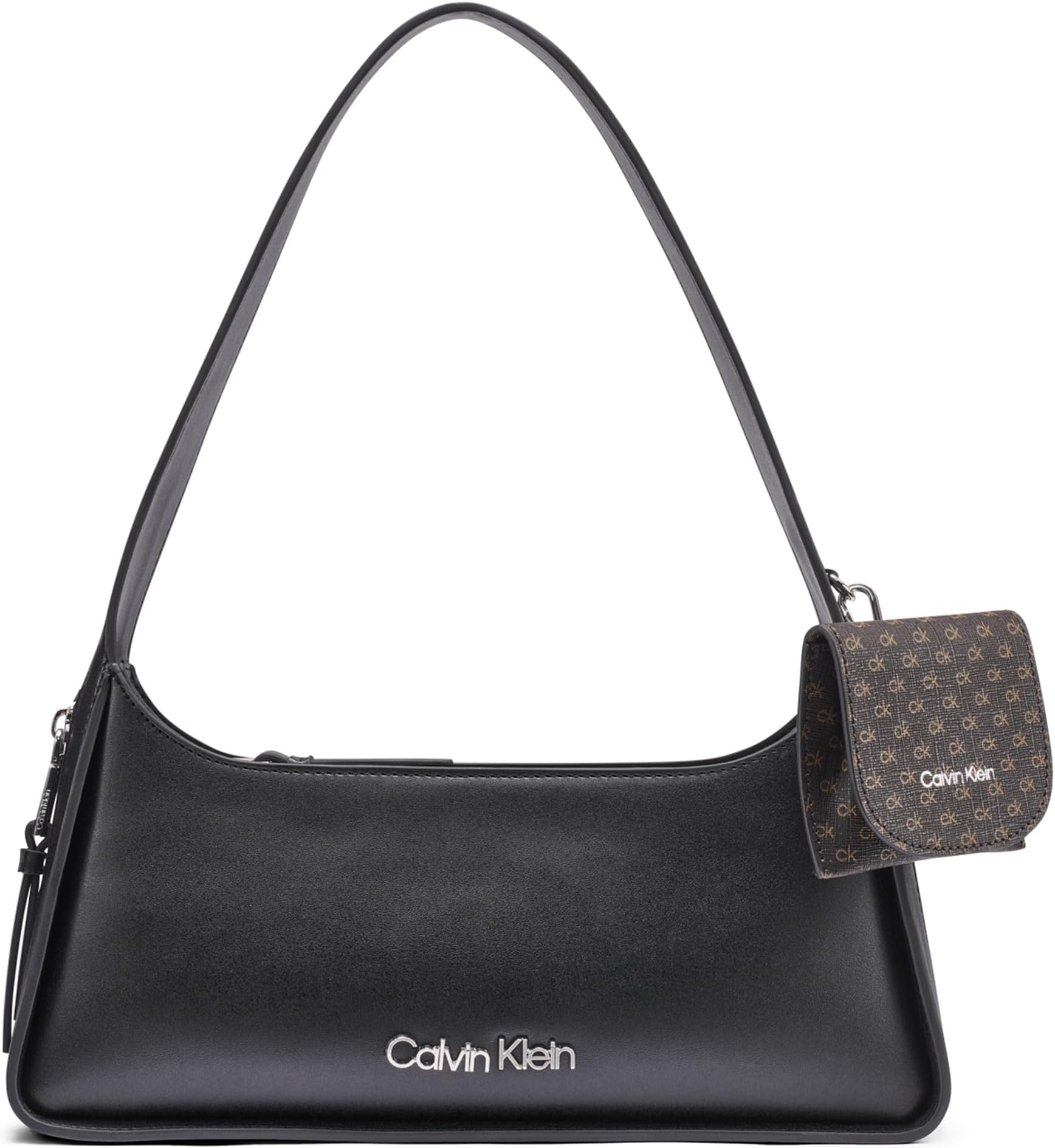 Kyren East/West Top Zip Shoulder Bag, Black/Silver, One Size
