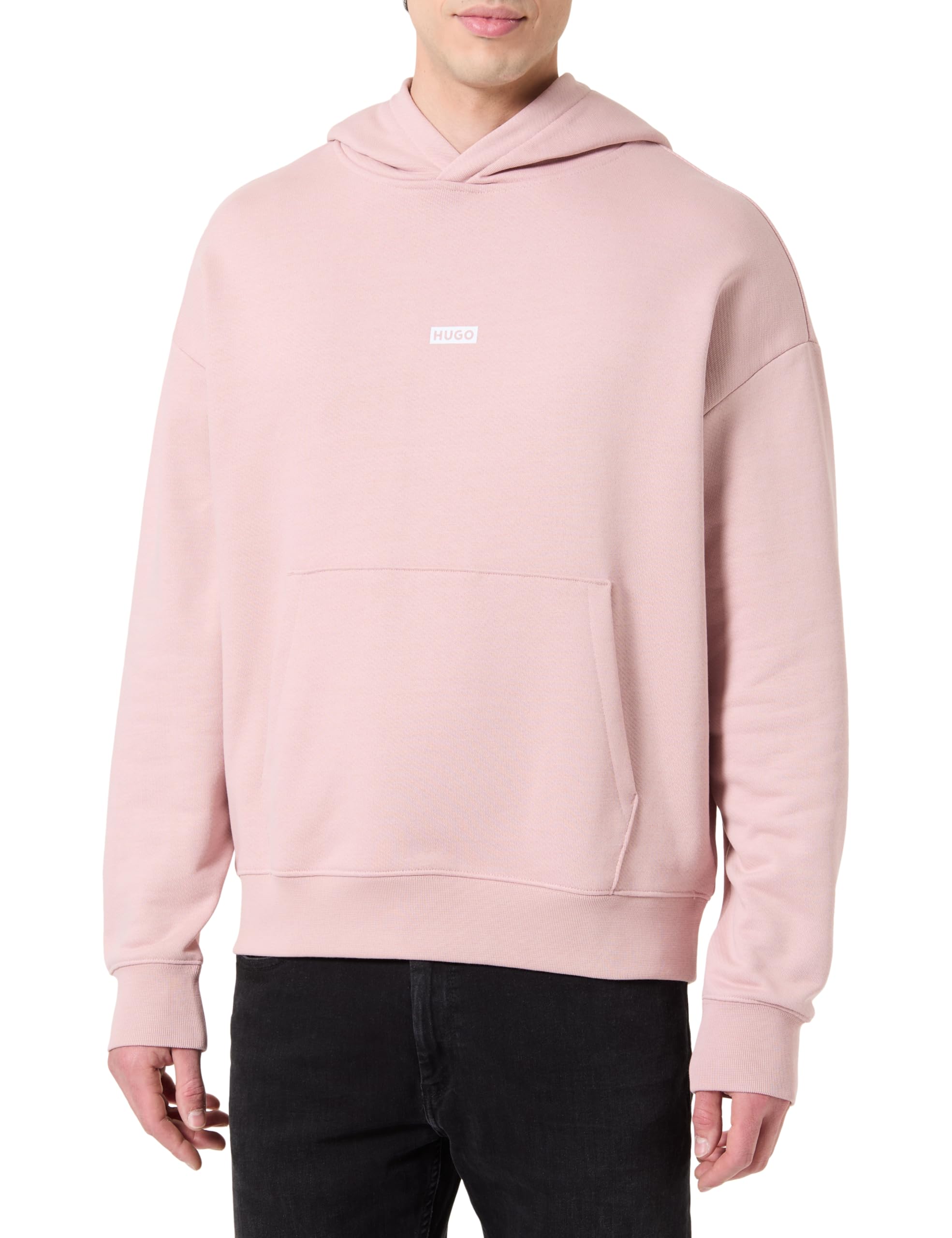 Hugo Mens HUGO Nazardo Drawstring Hoodie with Modern Logo Detail - Lt Pas Pink 680 - XL