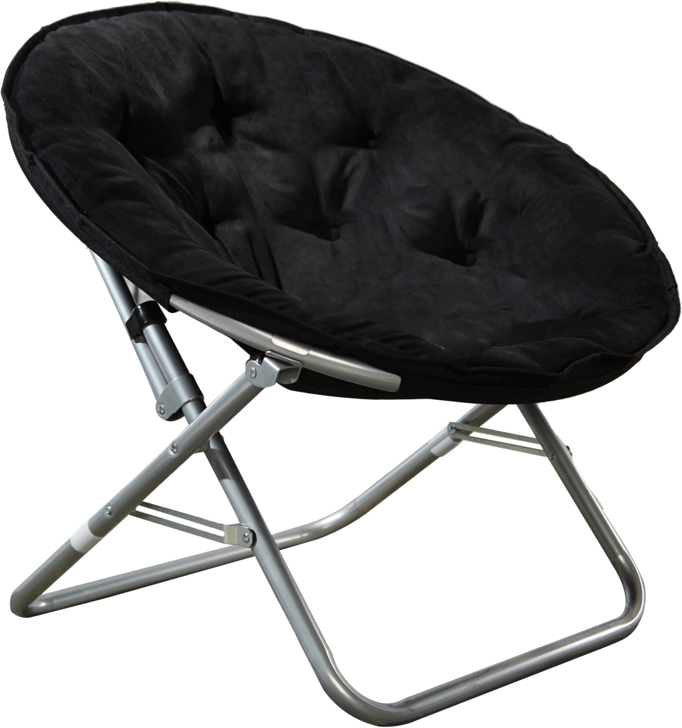 Urban Lifestyle Microsuede Foldable Saucer Chair, Black 27D x 32W x 29.5H in