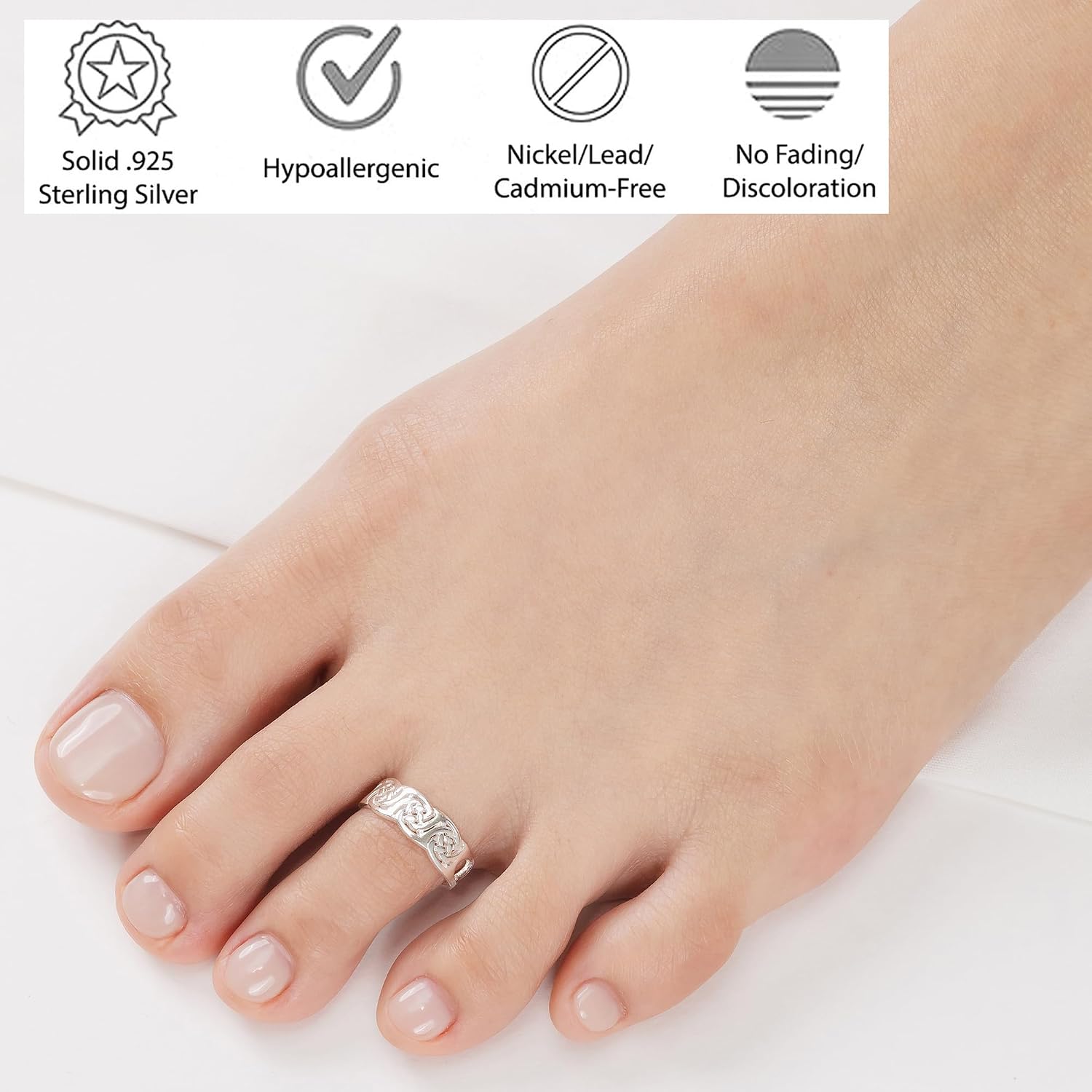 Hoops & Loops 925 Sterling Silver Irish Celtic Knot Open Toe Ring for Women Men