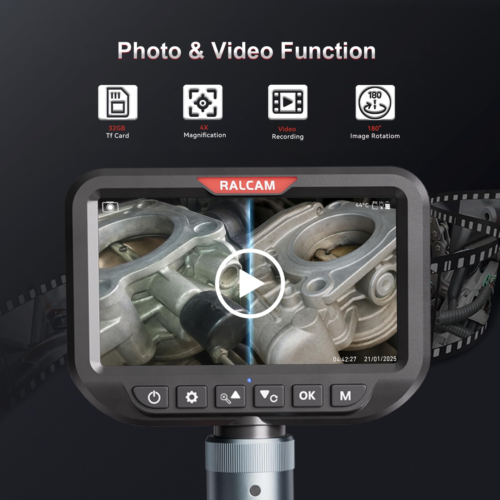 Ralcam Dual Lens Articulating Borescope Camera with Light, Slim Probe — Amazon image 7