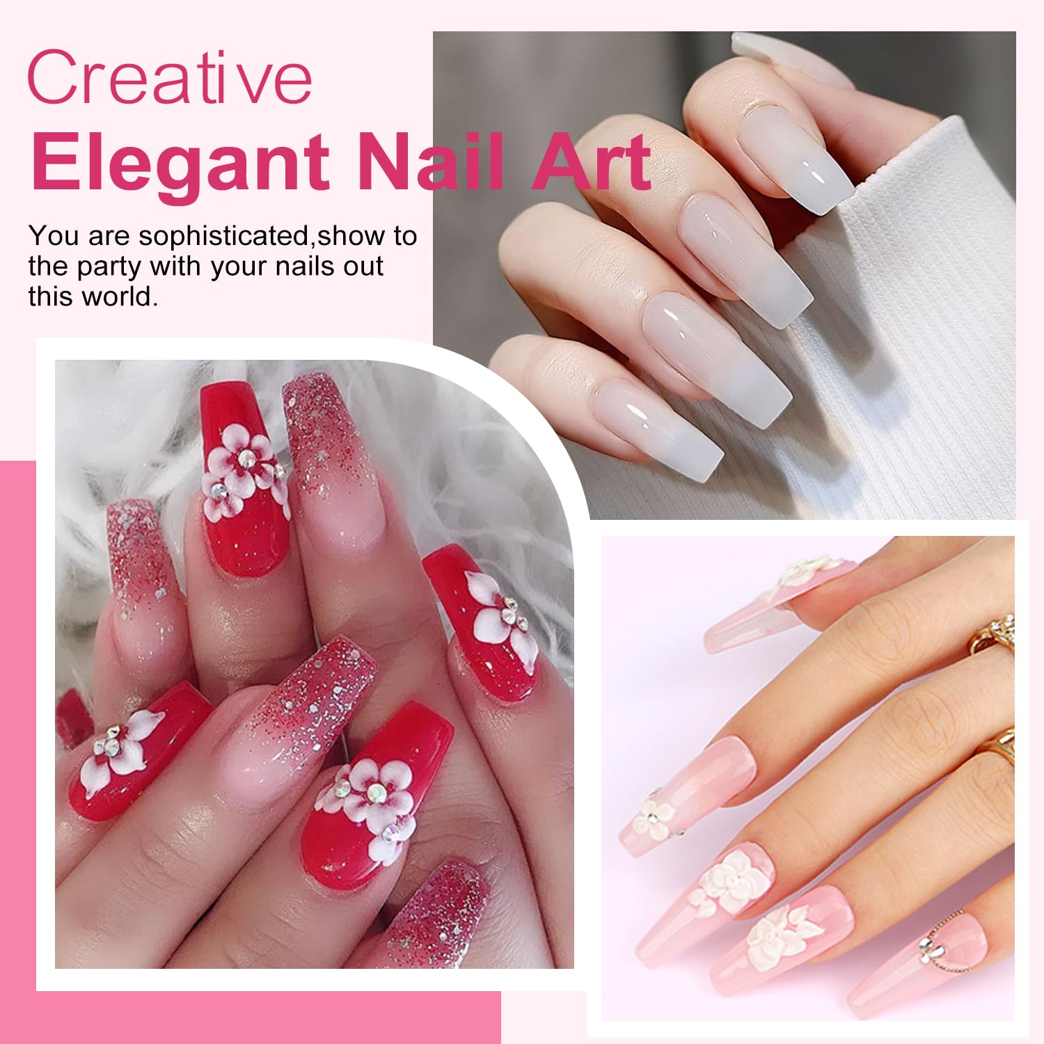 Major Dijit Acryl Nägel Starterset mit UV Lampe Acryl Nagel Set für Anfänger – Acrylpulver, Nagelfeile Nägel Selber Machen Set für luxuriöse Maniküre daheim, Pink Kosmetiktasche, Salonqualität