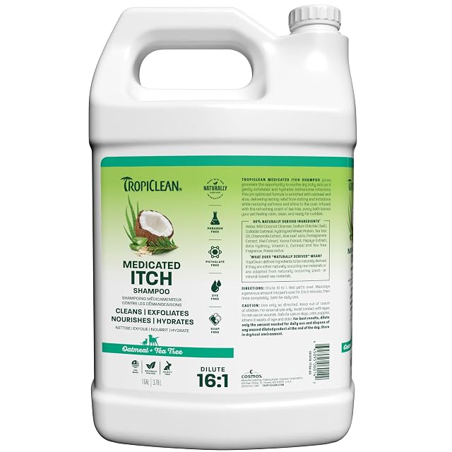 TropiClean Champú para Mascotas - Alivio Medicado de la Picazón