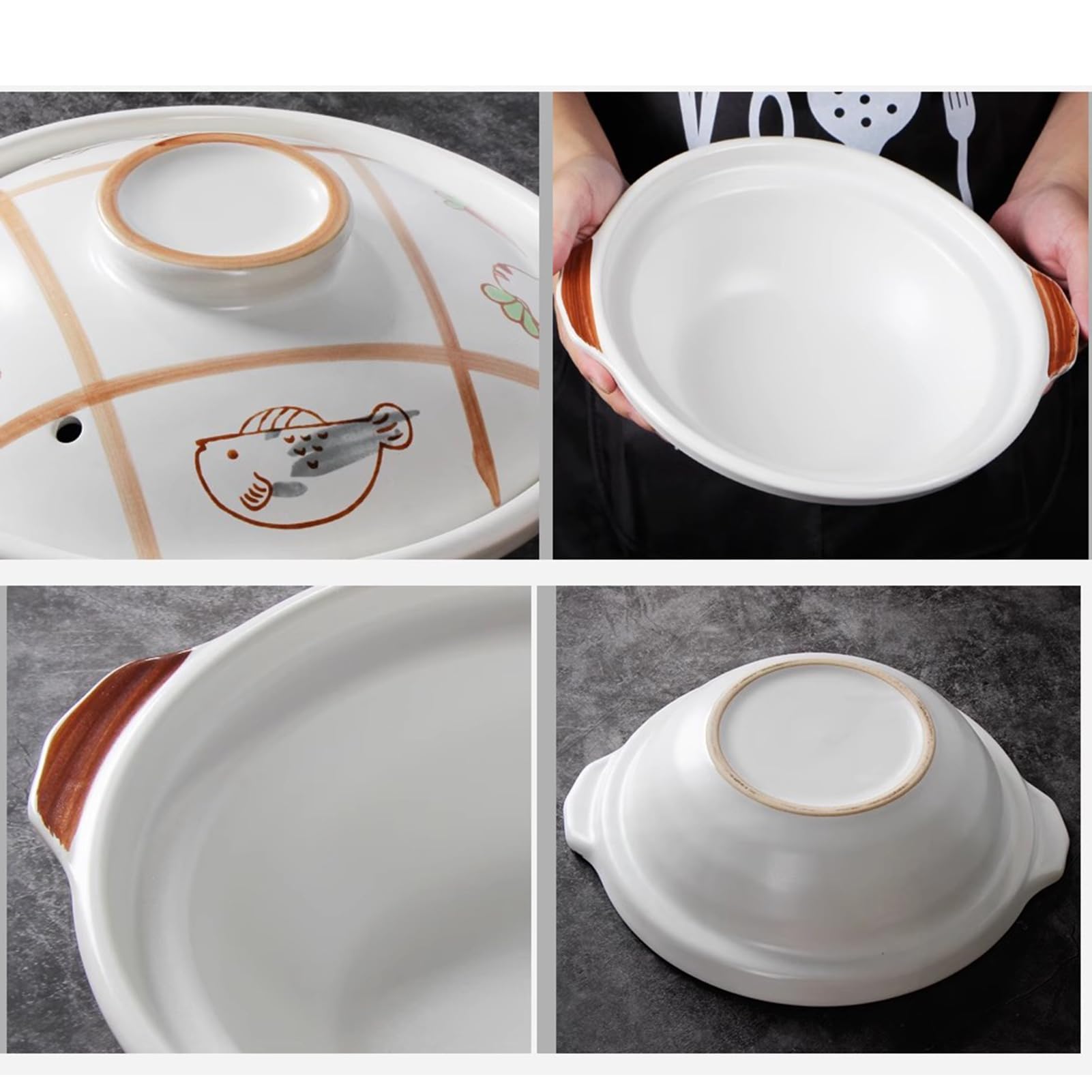 Pentola In Terracotta Naturale 3,6 Litri – Fatta A Mano, Non Smaltata, Per Stufati E Zuppe, Cucina Coreana - 3