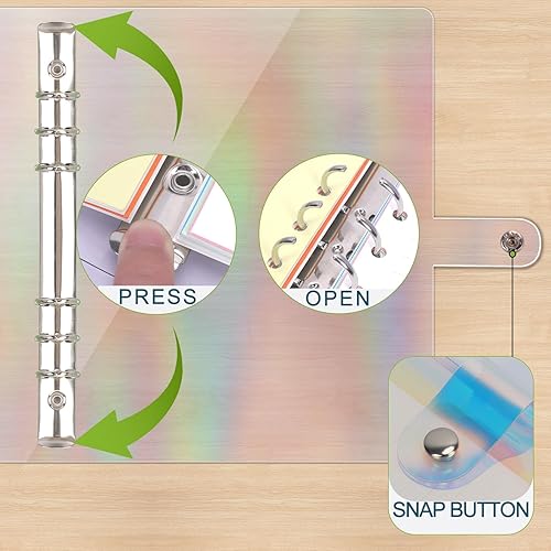 Miniatura 3 de FYY Carpeta transparente A5 con 6 anillas  Carpeta transparente A5 hojas sueltas, cubierta transparente, de plástico, carpeta A5 recargable con 45