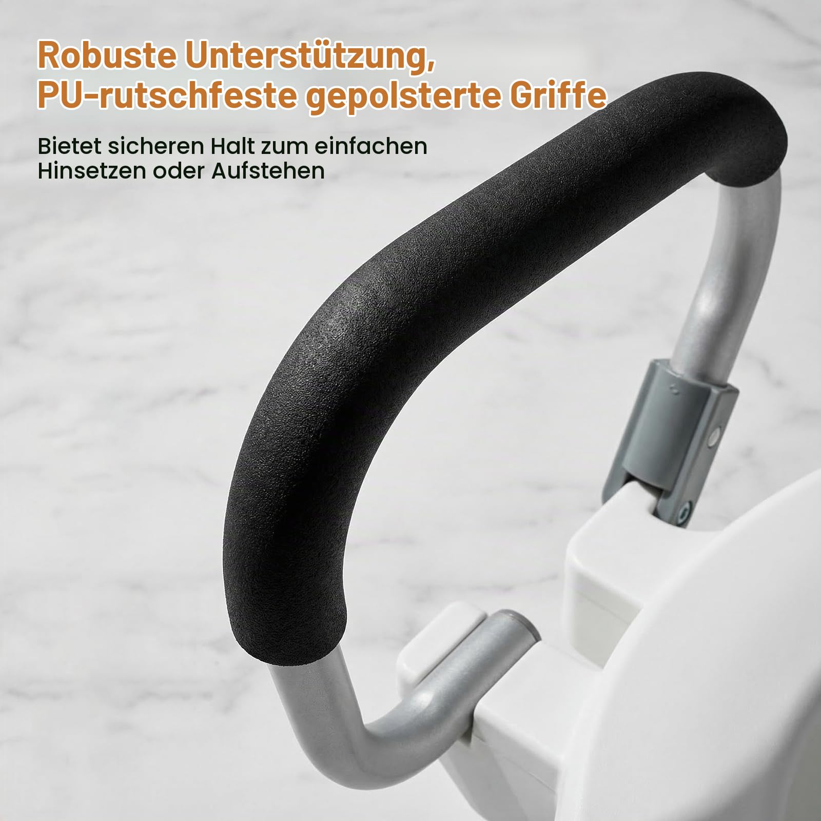 Toilettensitzerhöhung für Erwachsene mit Armlehnen und Deckel, Erhöhter Toilettensitz für Erwachsene, Erhöhter Toilettensitz mit Deckel, Toillettenaufsatz für Senioren, Breite Einstellbar (10cm hoch)