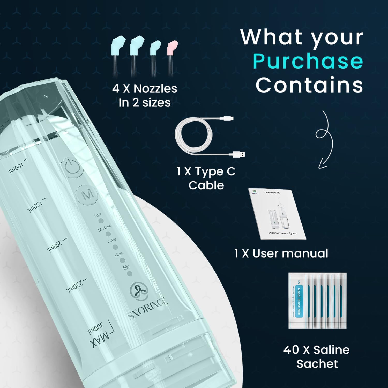 Nasal Irrigation System for Sinus Relief 30 Salt Packs 4 Rinse Modes — Amazon image 6