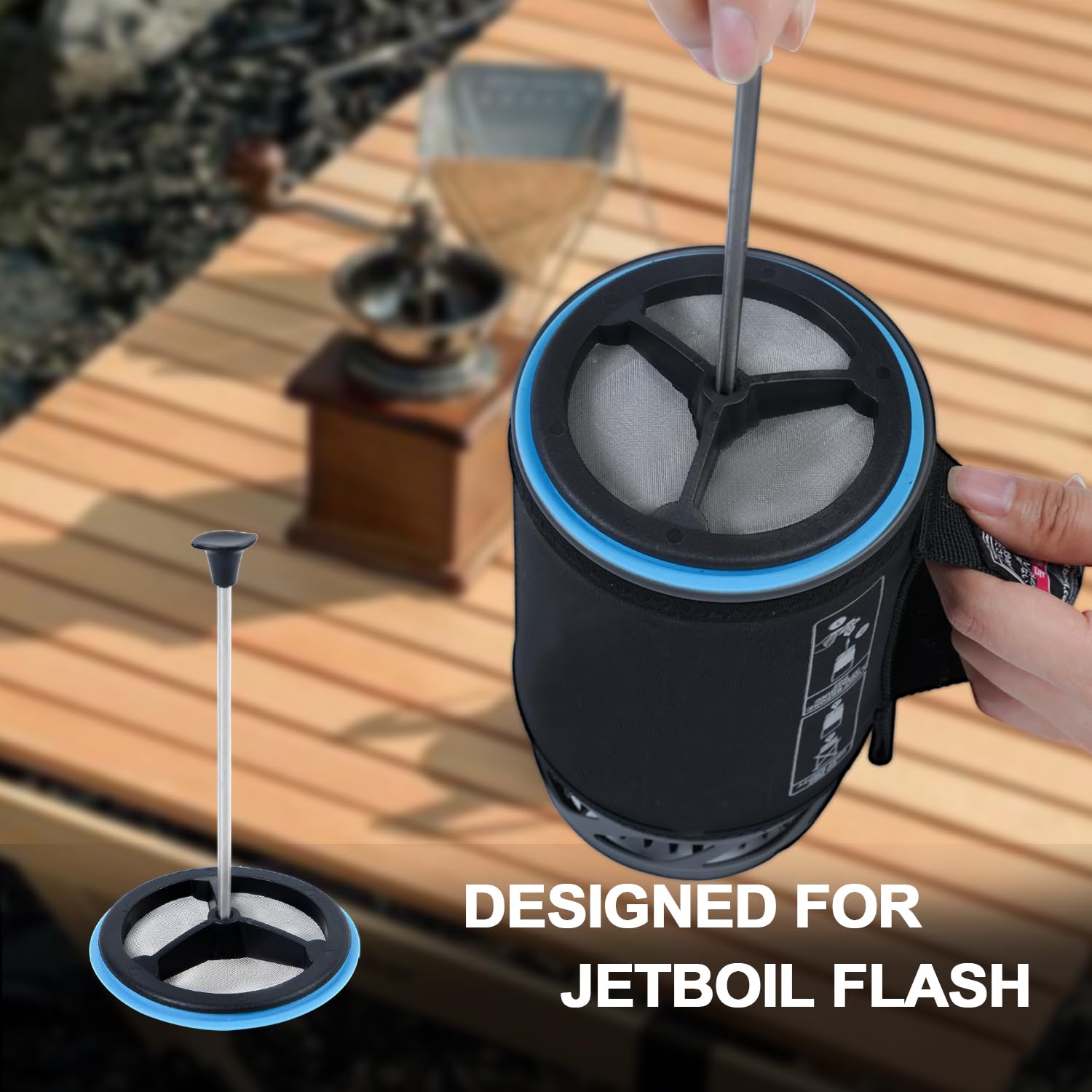 Paquete de 2 cafeteras de prensa francesa de silicona compatibles con estufas de camping Jetboil Flash, cafetera de prensa francesa para estufas de camping Jetboil Flash, tamaño regular (2)