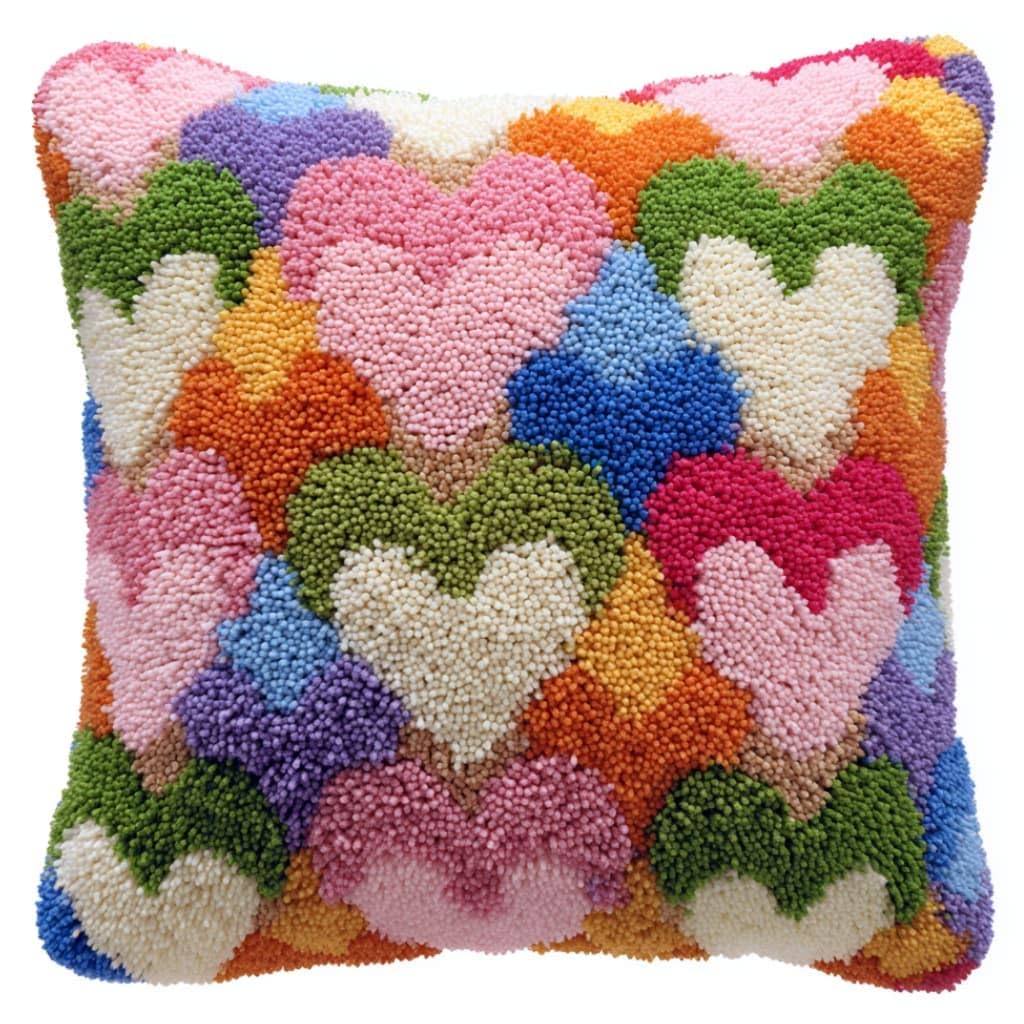 WallustrioaW Latch Hook Pillow Kit -Cartoons Embroidery Art Craft Kit - All Ages - Unisex - 43X43Cm