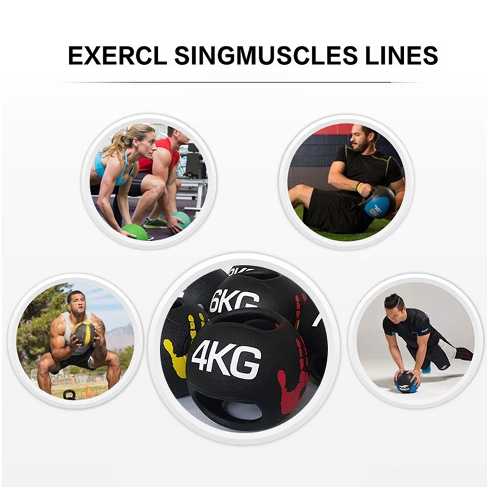 Palle mediche Palla di Fitness della Palla di Fitness della Palla della Palla della Medicina Elastica di Gomma Binaurale, 3kg / 4 kg / 5kg / 6kg / 7kg / 8kg / 9kg / 10kg (Size : 7kg/15.4lbs)