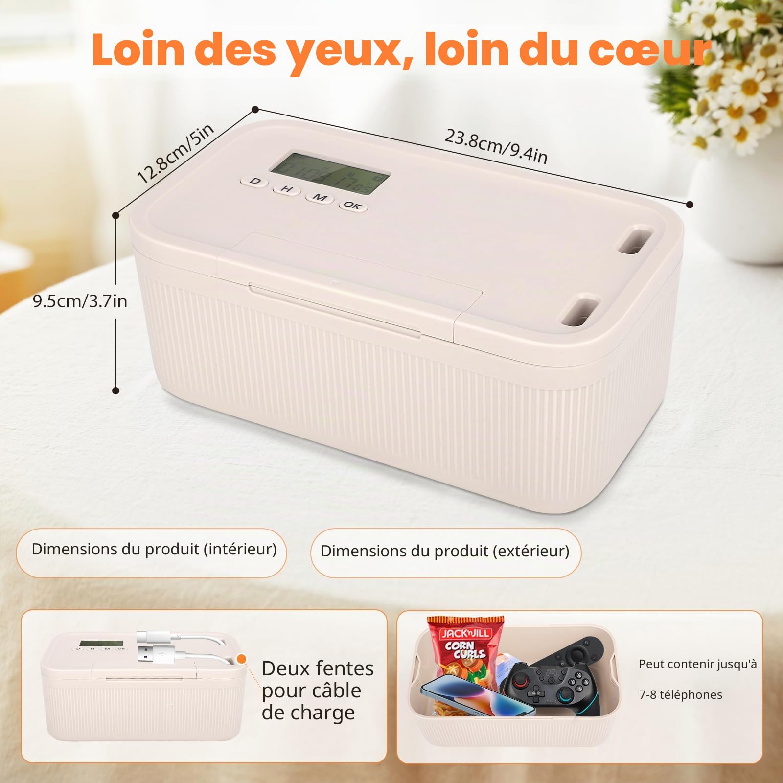 Boîte de sécurité programmée avec protection par mot de passe, autodiscipline, minuterie, ouverture de porte, téléphone portable et médicaments