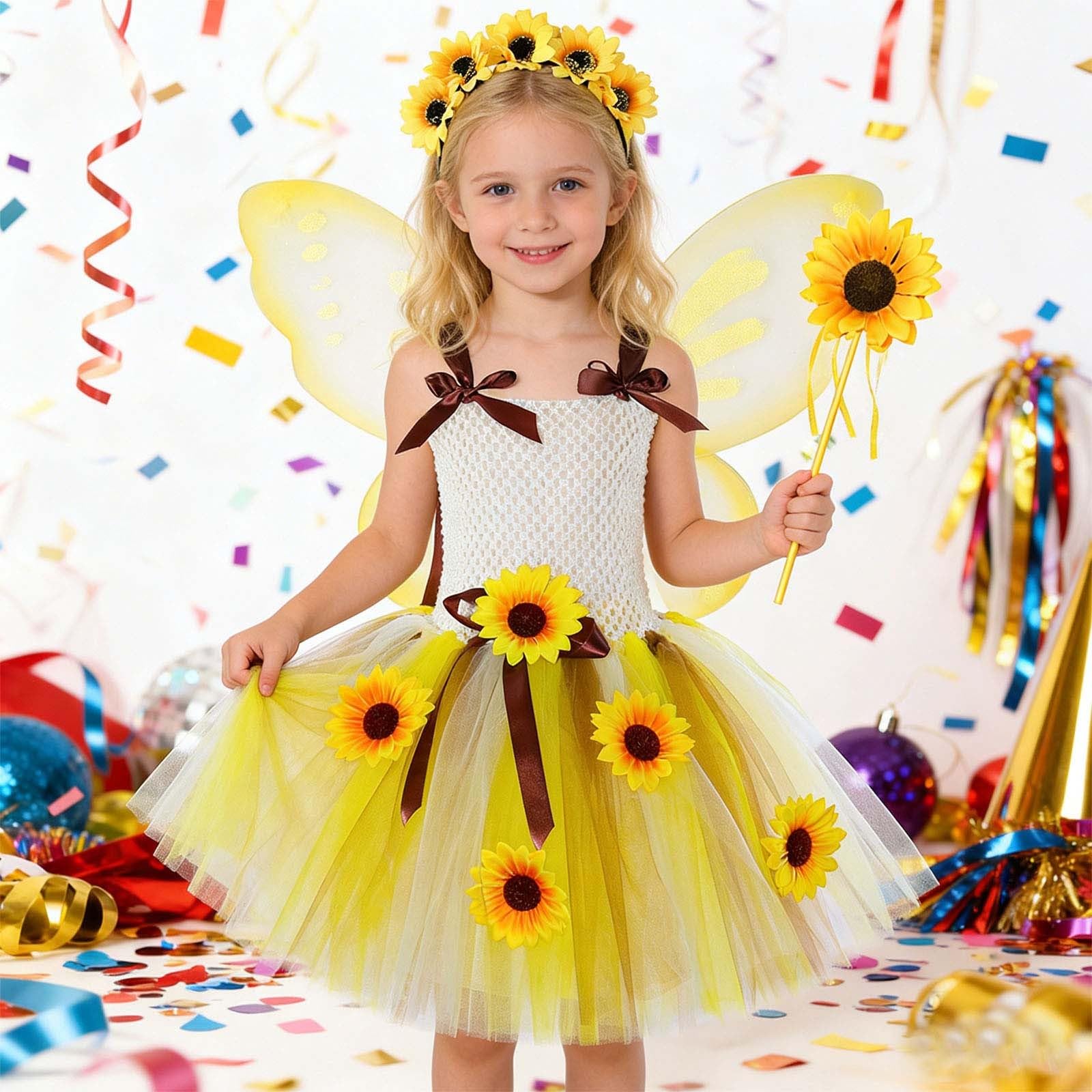 Générique Robe Fille Été Robe de Soirée et Bal pour Ado fée Tournesol s, fête flui à Tutu avec Florale séances Photo