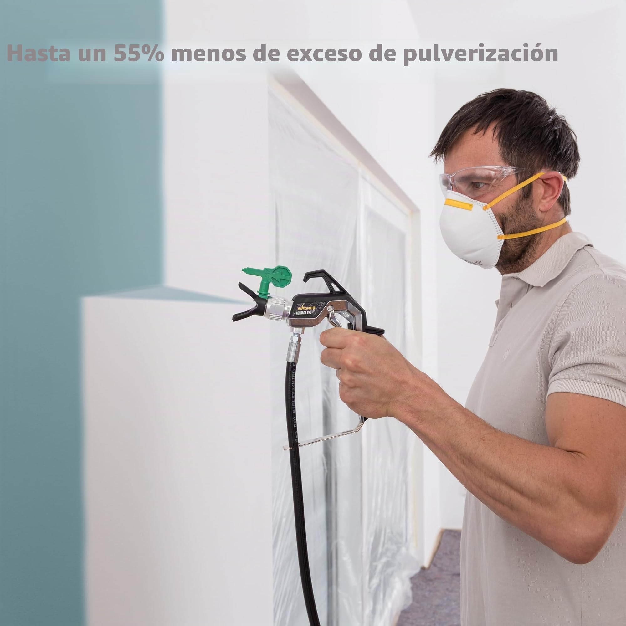 Wagner Airless ControlPro 350 R,Pulverizador de pintura para pared y techo/madera y metal,uso interior y exterior, cubre 15 m² en 2 min, 110 bar, presión de pulverización ajustable, manguera de 15 m