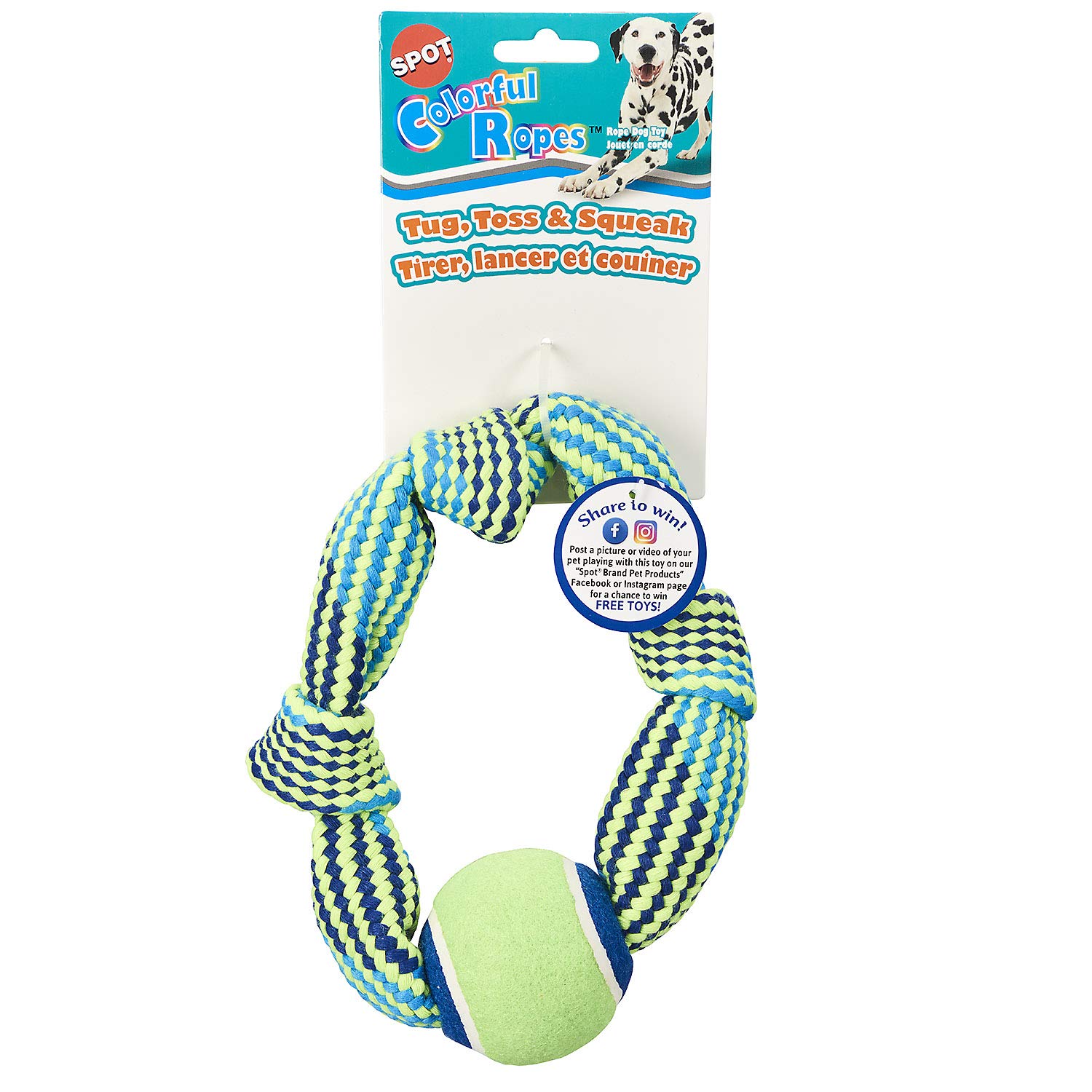 SPOT Colorful Rope Knot Ring Dog Toy 13