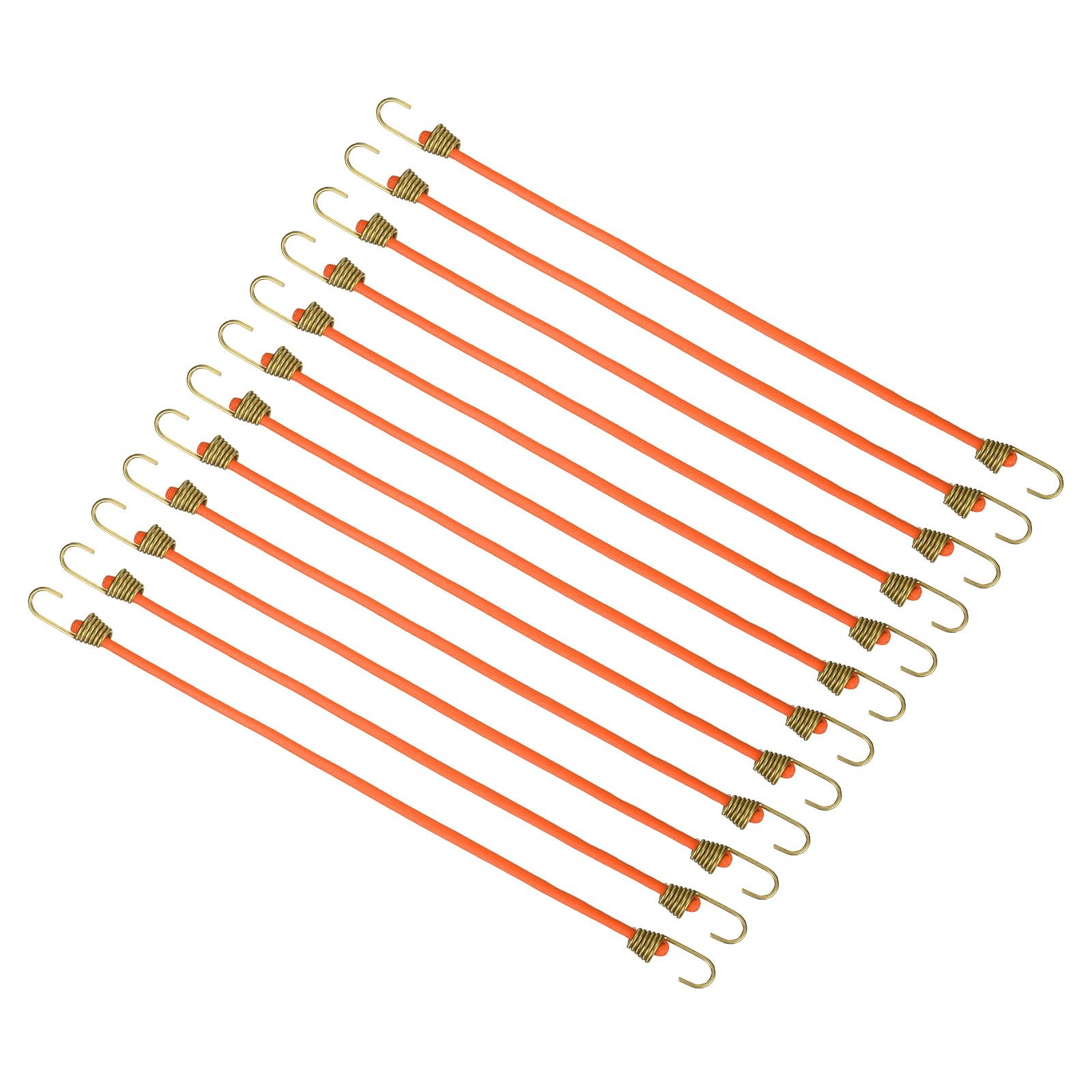 PATIKIL Bungee Cords with Hooks, 25cm, Orange, 12 Pcs