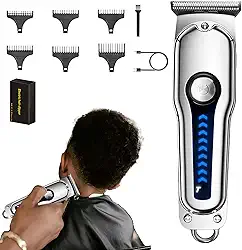 Máquina de Cortar Cabelo Profissiona Barbeador Elétrico Sem Fio Recarregável USB-C, 2 Velocidades, Lâmina de Aço Inoxidável, Ideal para Degradê, Careca, Barba e Uso Doméstico