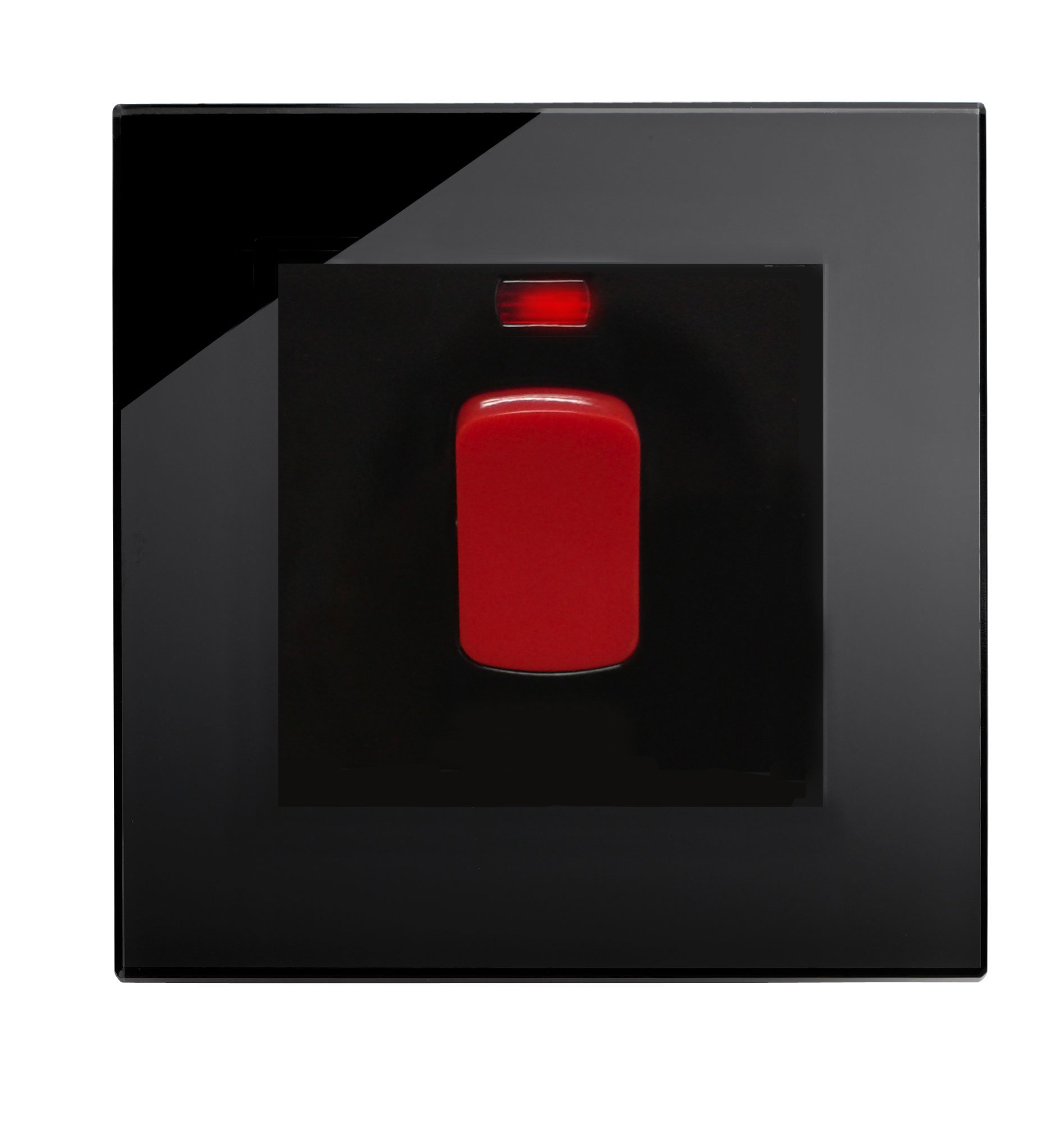 Retrotouch 45A Cooker switch with Neon DP, Black PG,w8 x h86 x d86 mm