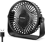 TriPole USB Desk Fan 4.5 Inches Portable Mini Fan Powerful 3 Speeds Wind Personal Desktop Fan with 360° Head Rotation for Home Office Car Indoor Outdoor Black, No Battery