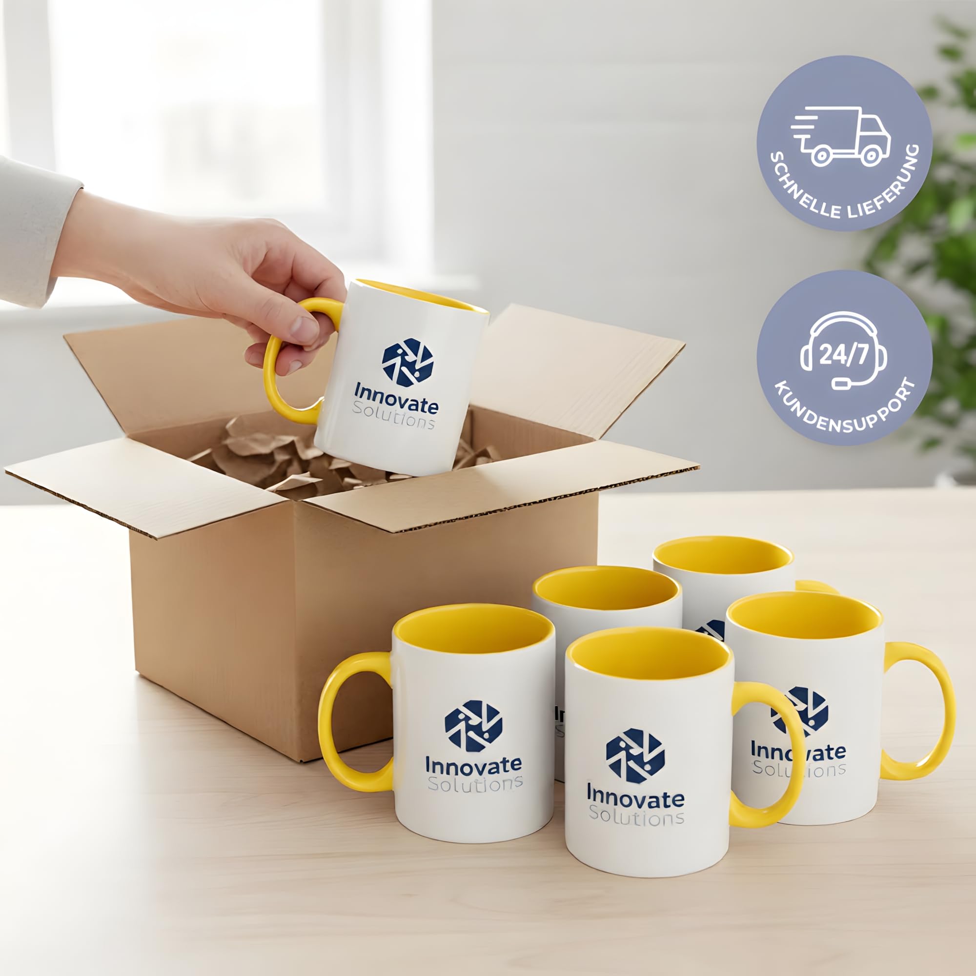 Cimpress Tazas personalizables con foto y texto, 50, 325 ml, Amarillo