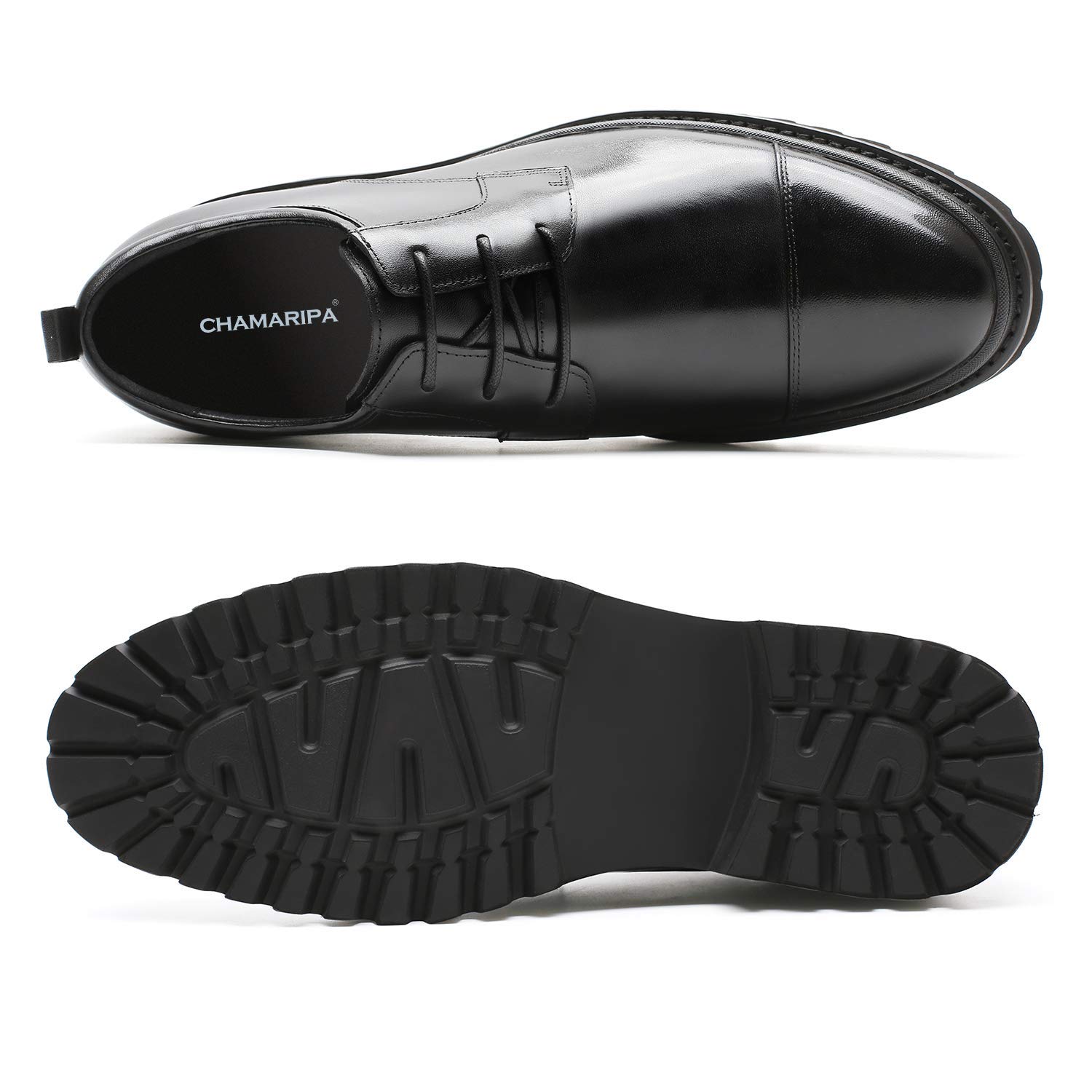 CHAMARIPA Scarpe Rialzate Uomo, da 7 cm in su, Aumento Altezza Invisibile, Eleganti Casual in Pelle Pieno Fiore