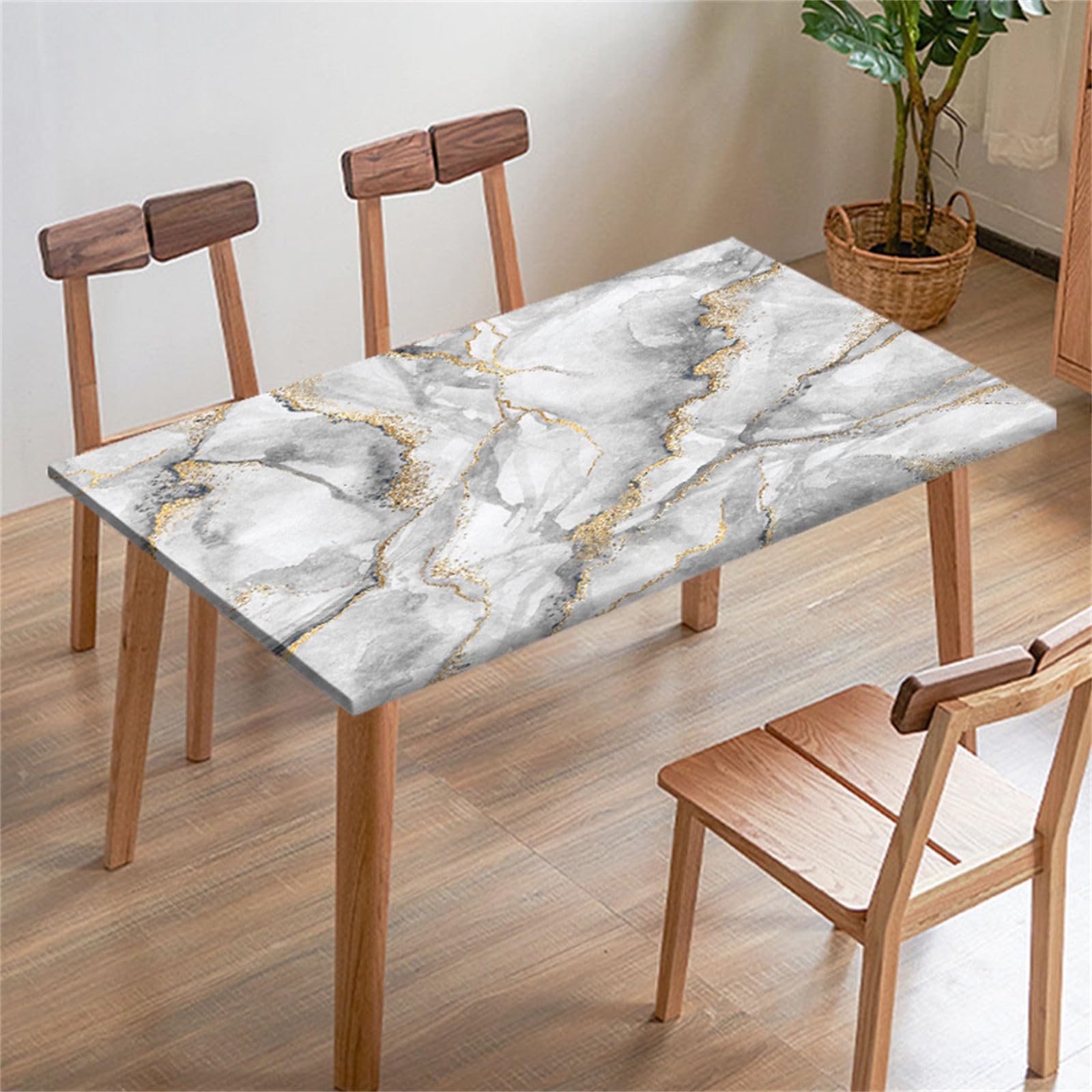 Copritavolo Rettangolare Elasticizzato Con Angoli – Grigio Scuro, 90x140 Cm, Impermeabile E Antimacchia, Tovaglia Aderente - 2