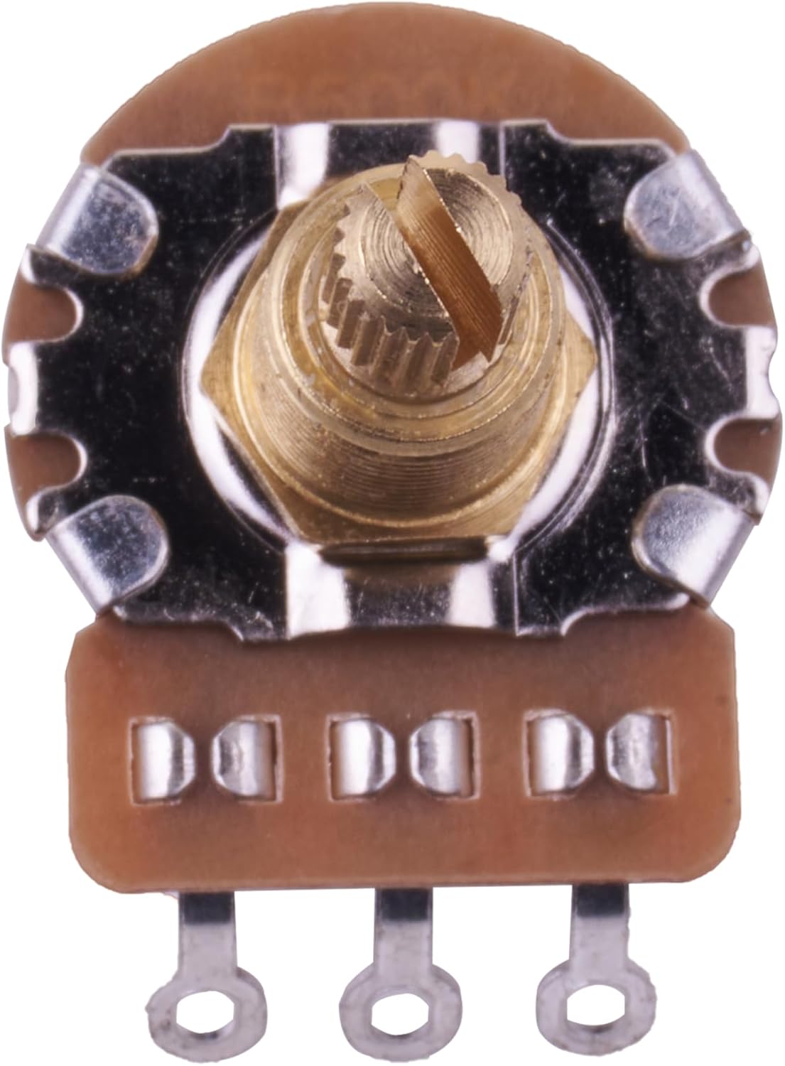 Pro Fine 18-Splines Brass Thread Mini Metric Sized Control Pots B500K Audio Taper Potentiometers for Guitar (Set of 4)