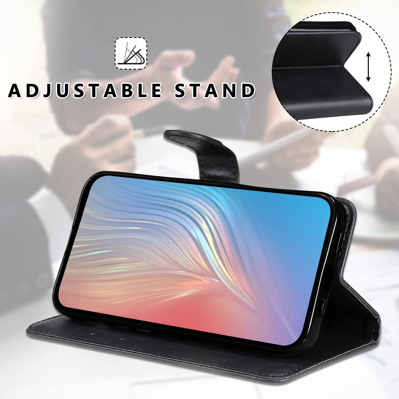 Cover per Oppo Realme GT Neo 2, Premium Portafoglio PU Custodia in PU Pelle, Flip Libro TPU Bumper Caso per Oppo Realme GT Neo 2, Nero