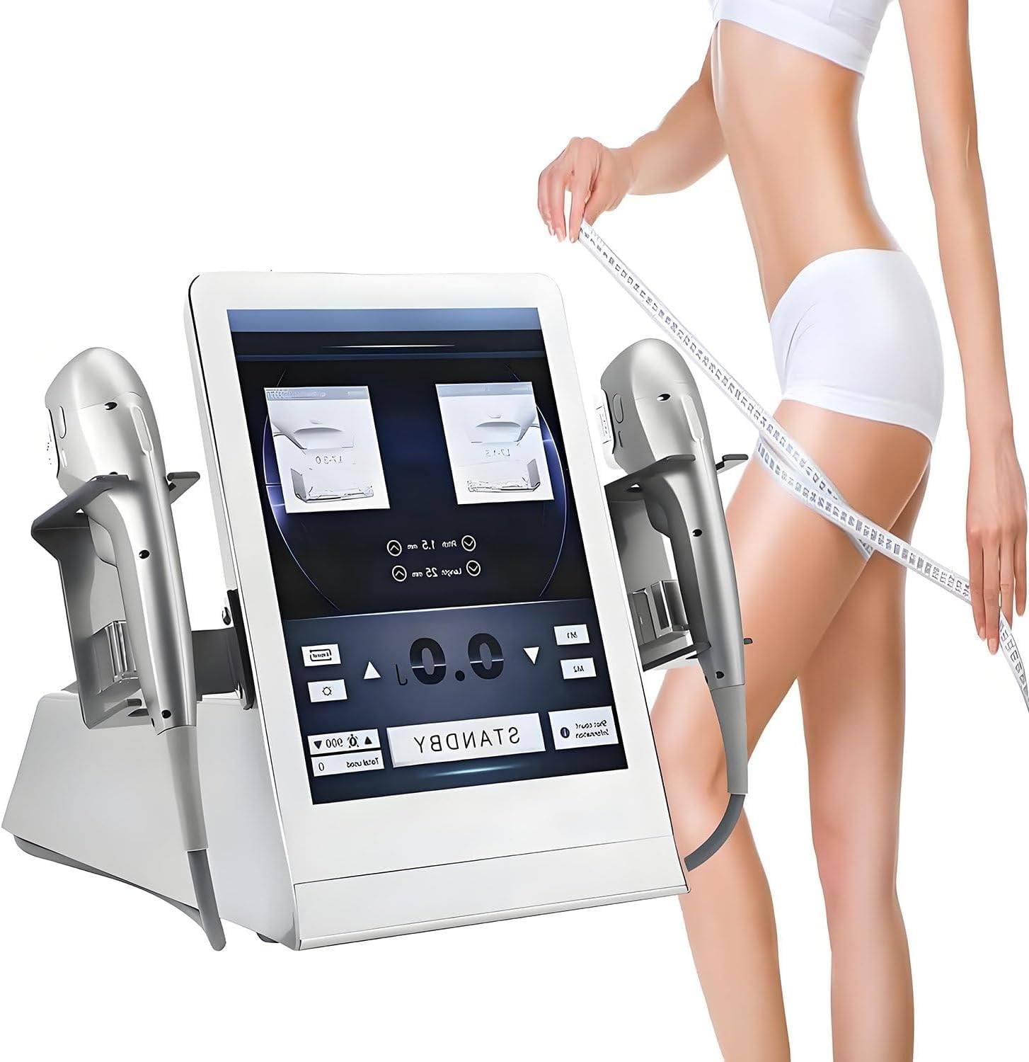 Oiyeknrd 7D HIFU Skin Rejuvenation Machine with 2 Handles,Facial Lifting Anti-Wrinkle Body Slimming Beauty Device,Tighten Fine Lines,Remove Wrinkles and Slim Body,Safe and Painless