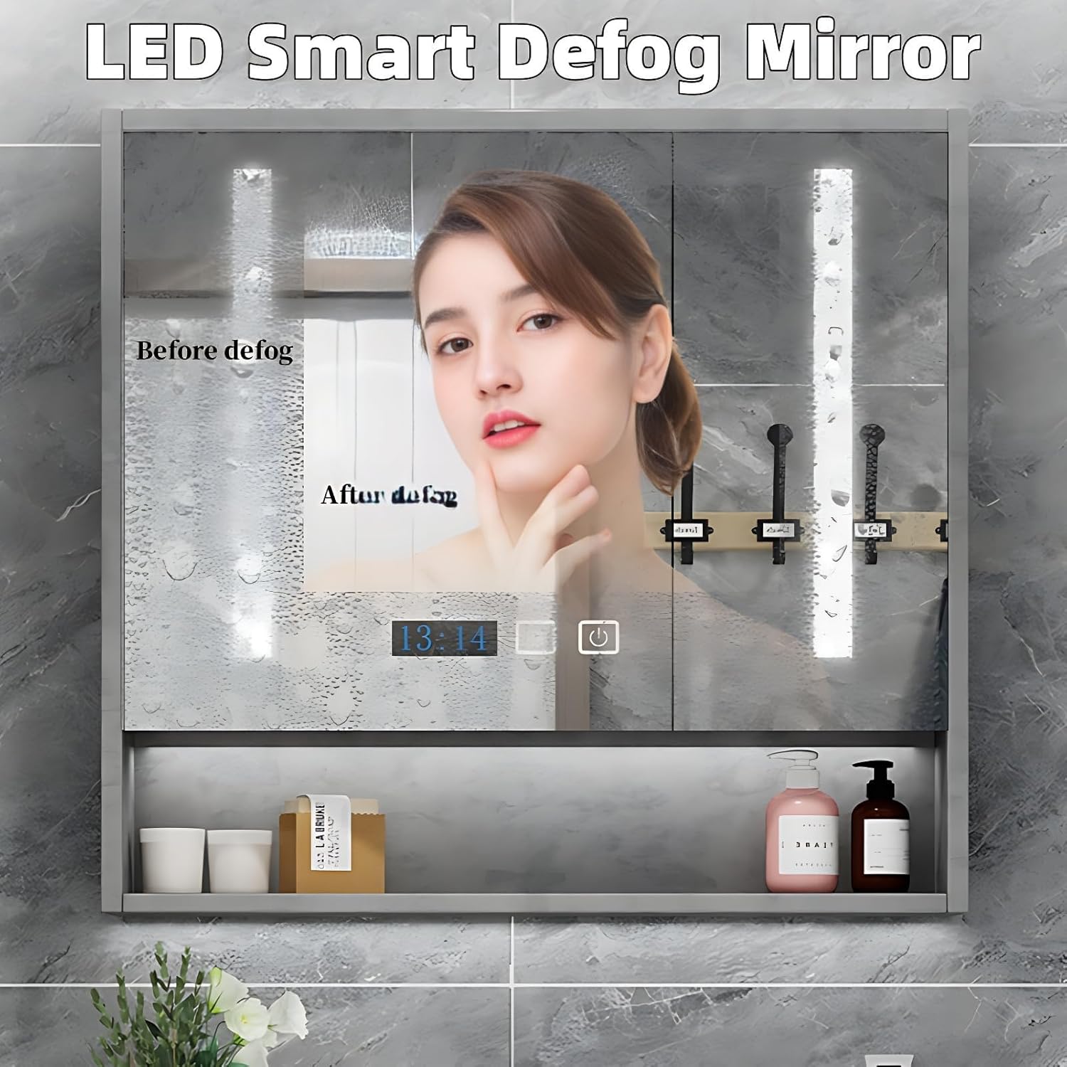Bathroom Vanity with Sink - Modern Floor-Mounted Installation Single Sink Bathroom Vanity Cabinet & LED Mirror Set with Storage (White, 54'')