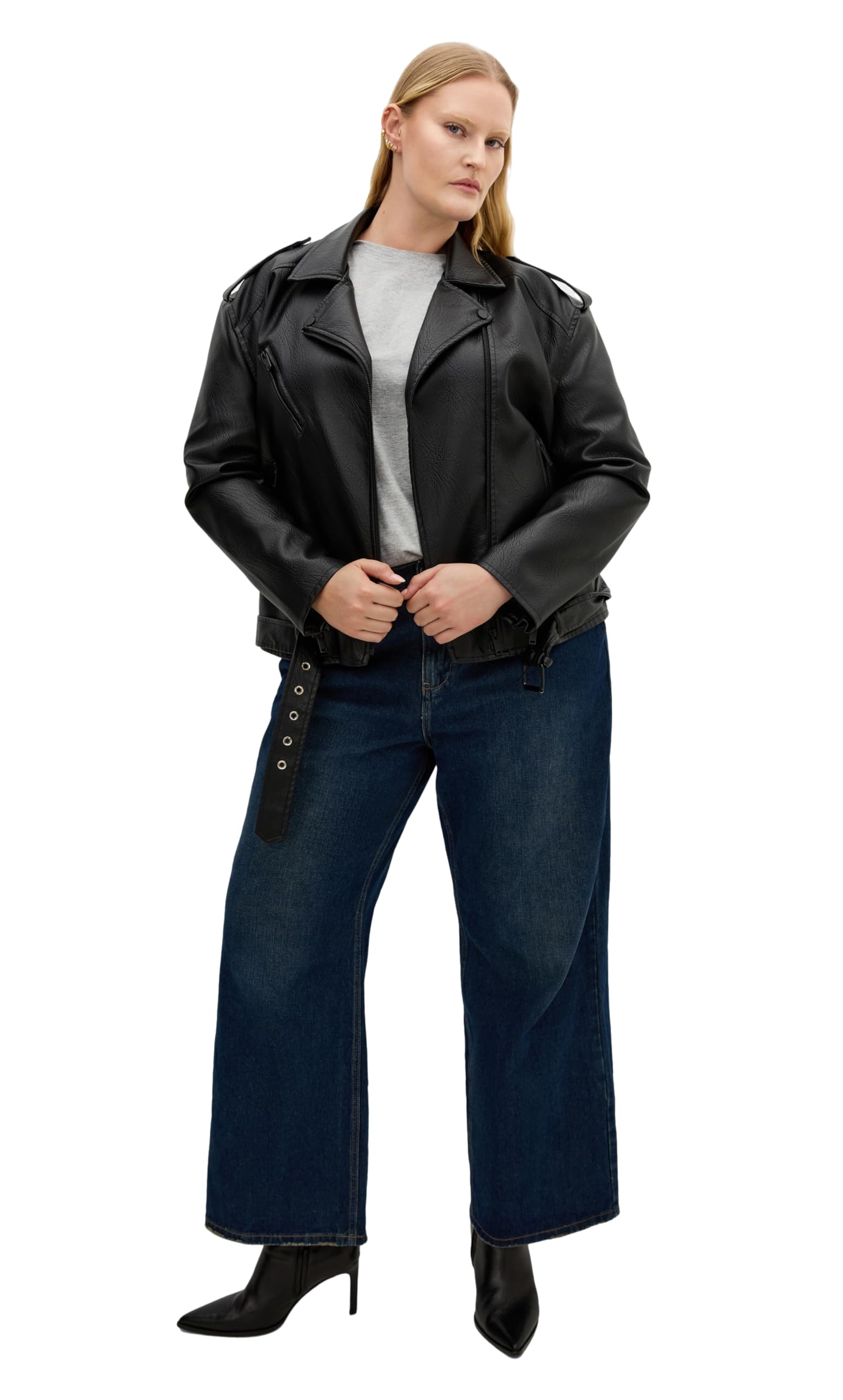 ity Chic Womens Plus Size Jacket - Julie Faux Leather Biker