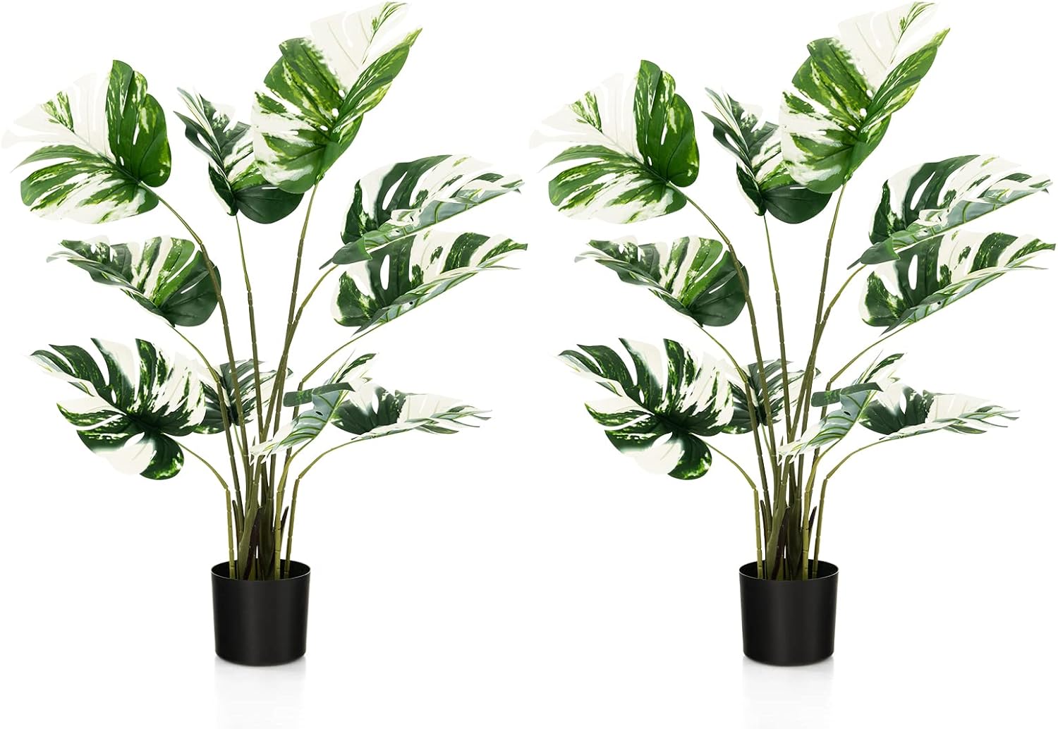 Goplus 4ft Artificial Monstera Deliciosa Plant, 2 Pack Tall