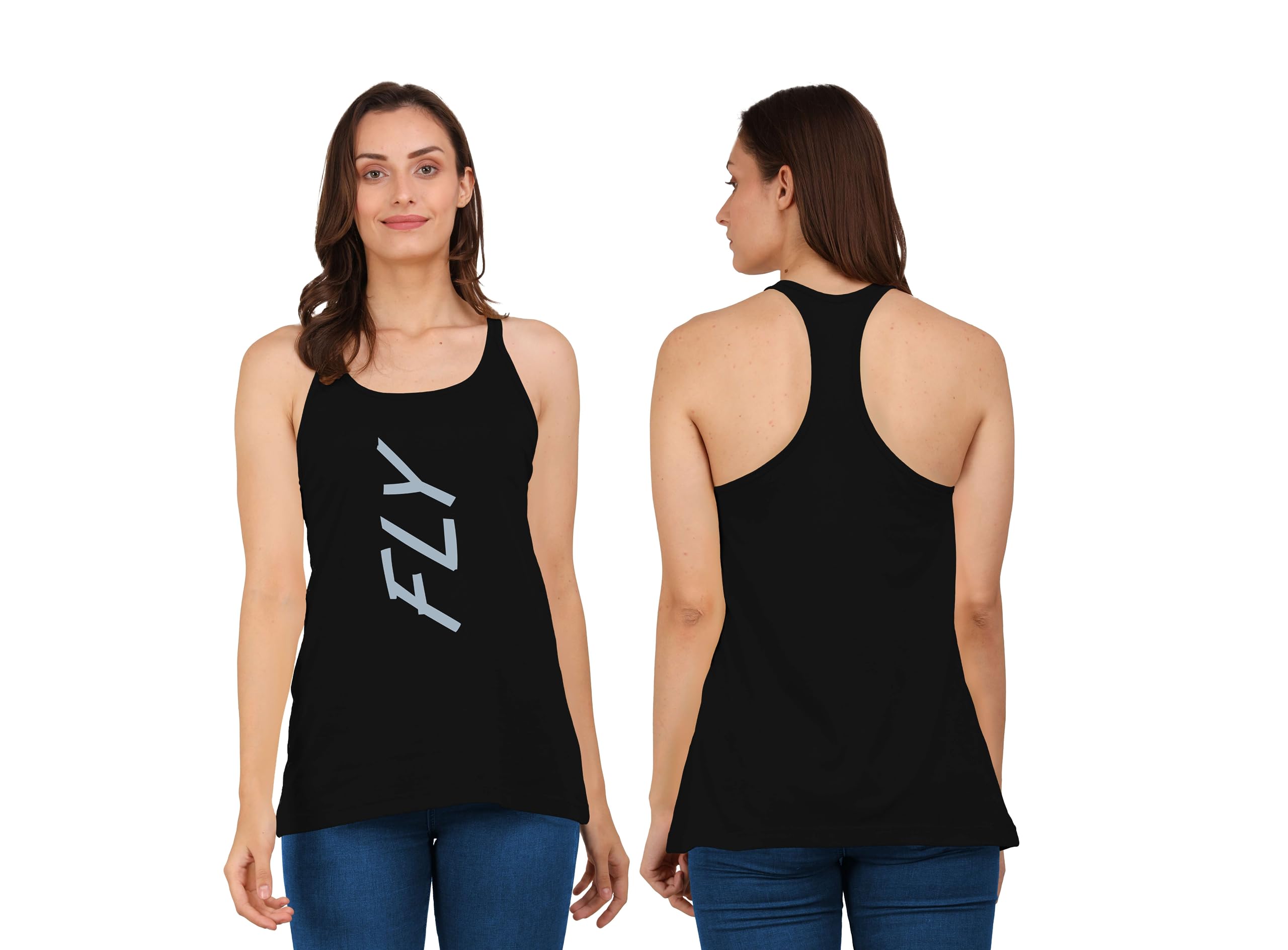 Women's Cotton Printed Sleeveless Racerback Dry Fit Sportswear Breathable Moisture Wicking Atheletic Vest Tank Top L33 8008 (42, 8008_BLK)-picture-22