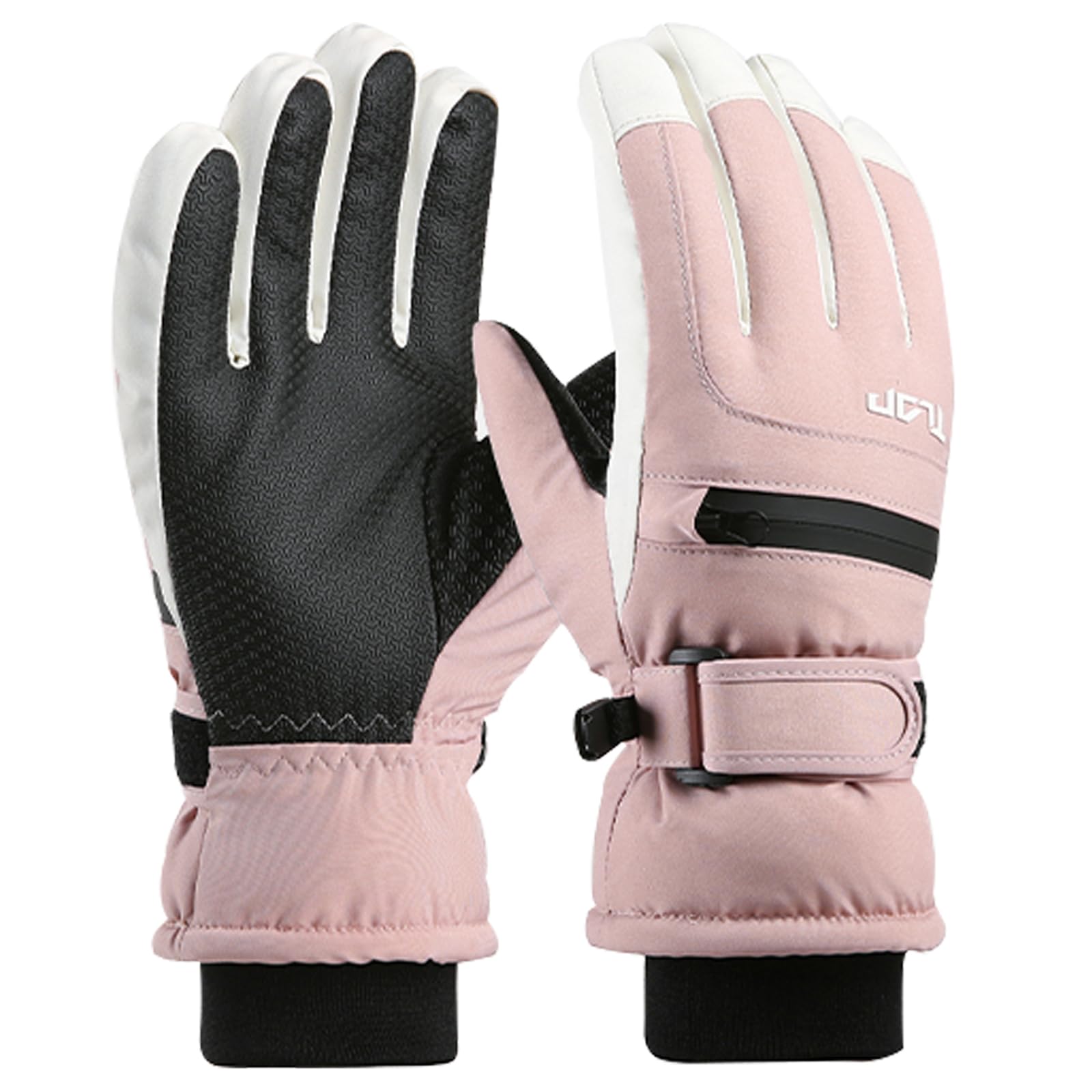 Kids Winter Ski Gloves Waterproof Anti Slip Plush Warm Snowboard Gloves with Pockets for Children Girls and Boys Age 6-12