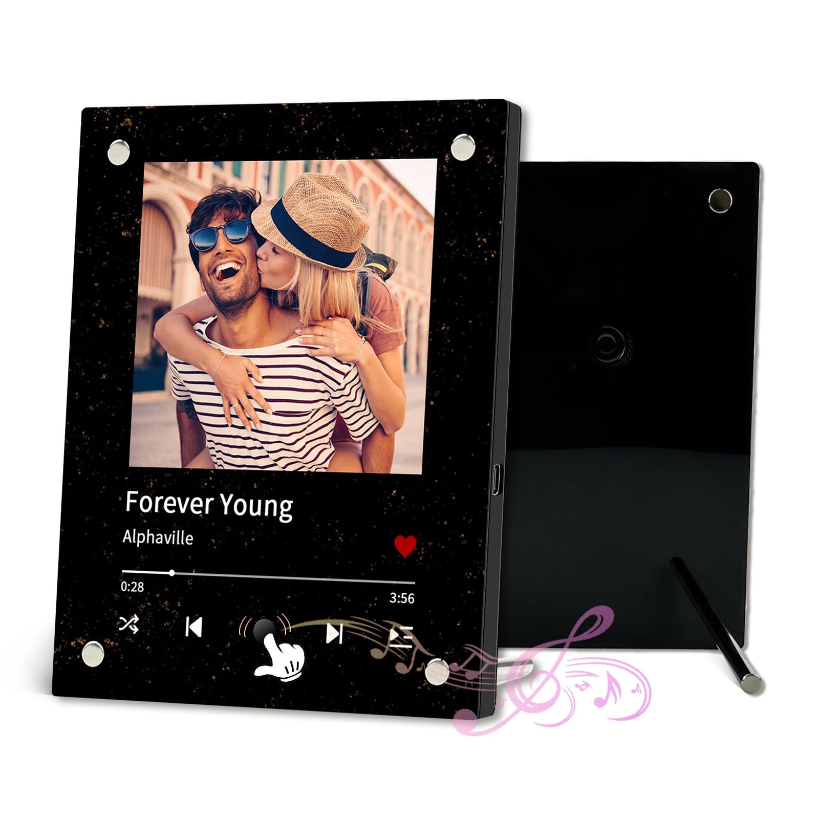 Overket Style 2 Personalised Spotify Song Plaque, Custom Music Photo Frame That Can Play Songs, Personalised Couple Gifts With Music, Anniversary Birthday Valentine's Day Gift For Her Him (Style 2)