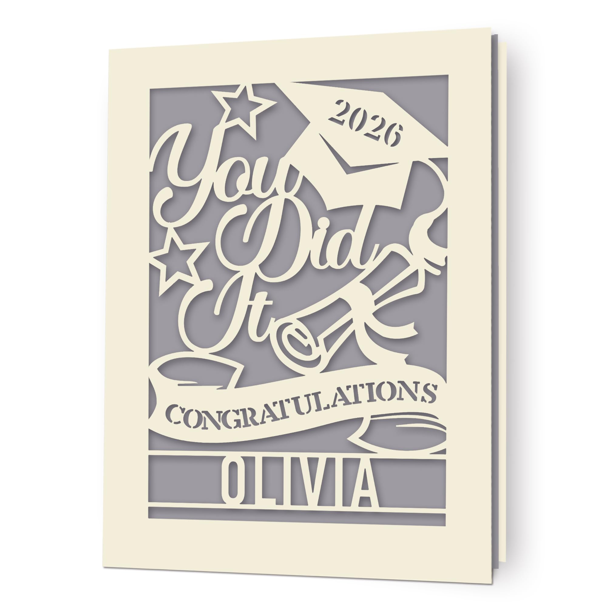 Personalised Graduation Card for Graduates Students Class of 2026 Congratulations Laser Paper Cut Greeting Cards with Envelope Graduation Gifts for Her Him Daughter Son Friends (Grey) โ image 1