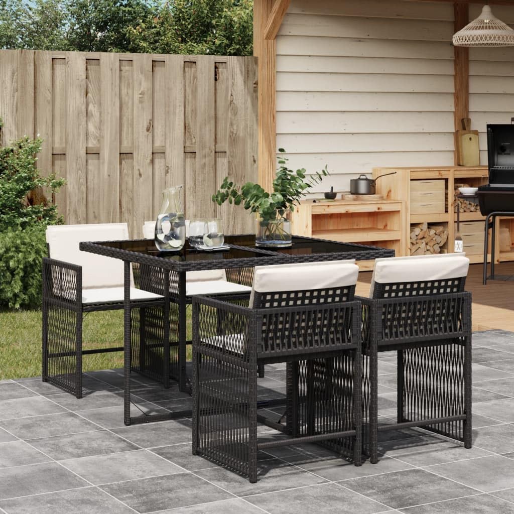 Meubles de terrasse en polyrotin noir Homgoday ensemble table à manger 5 pièces