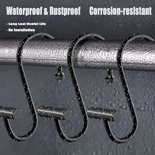 Miniatura 3 de Gracelife Ganchos para cortina de ducha, juego de 12 anillos de cortina de ducha de metal resistentes a la corrosión para baño, ganchos decorativos