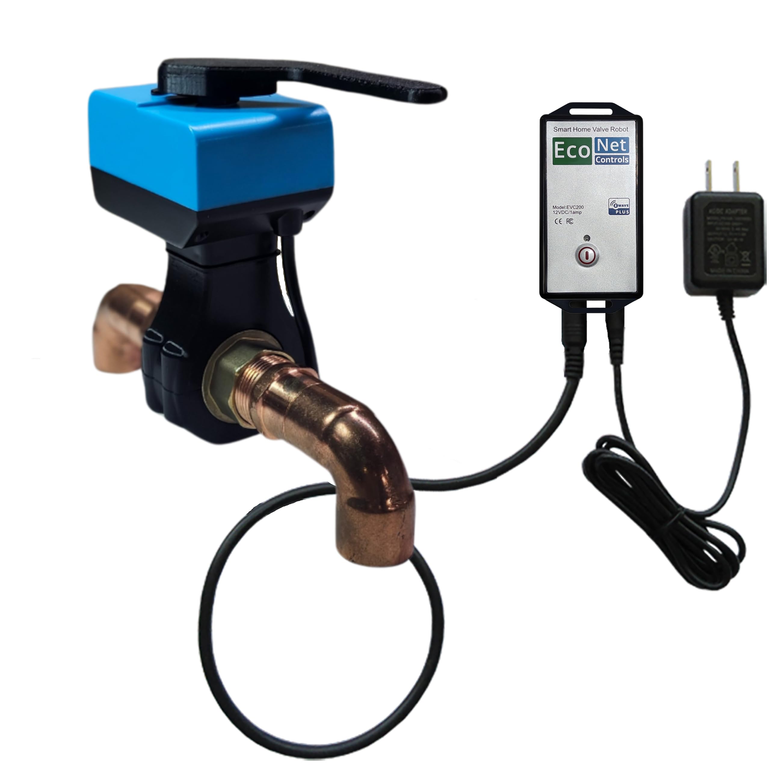 Smart Valve Controller, Compatible with Z-Wave Plus, Automated Water Shut-Off Device - Z-Wave HUB Required - Integrated 1" Ball Valve